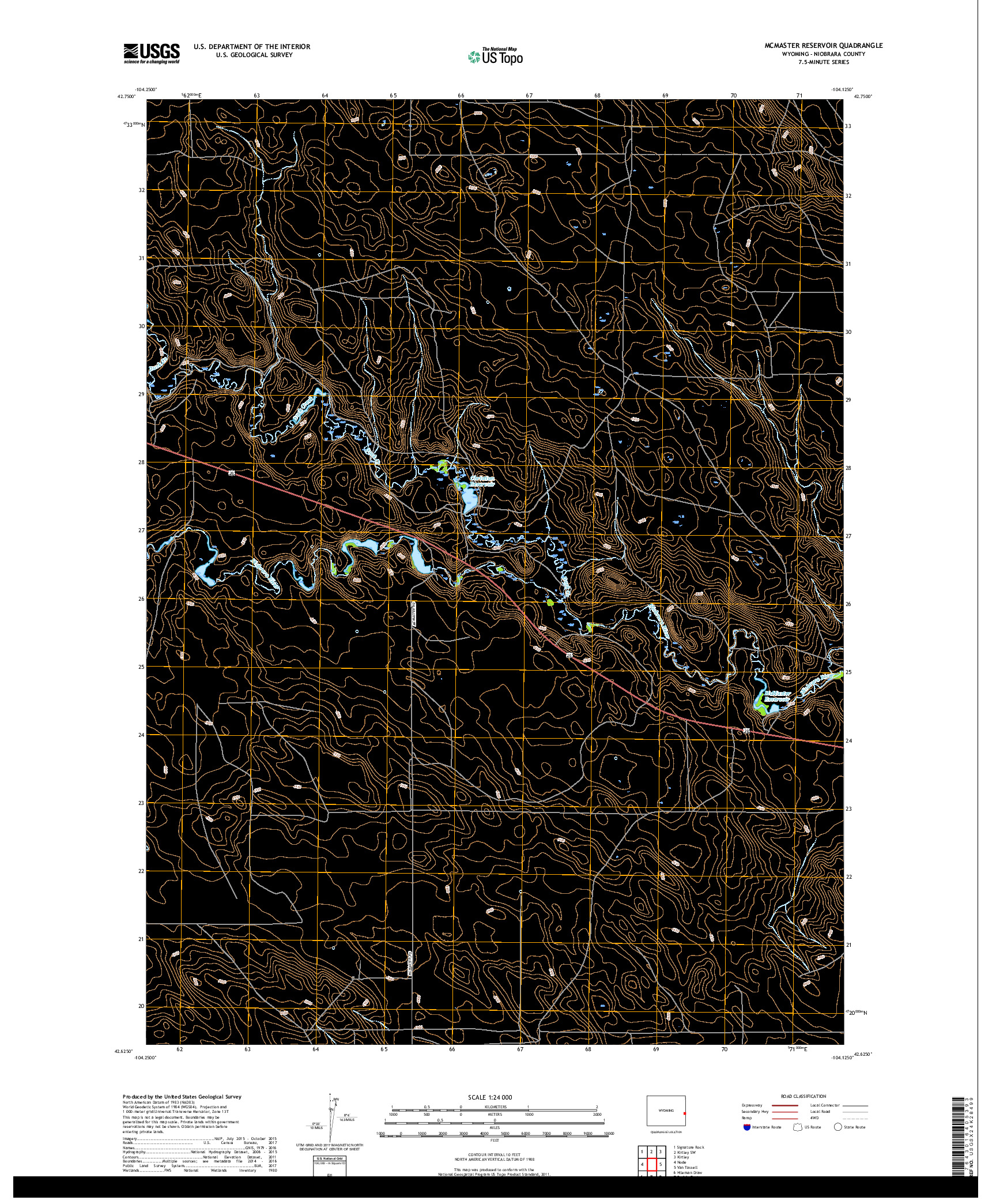 USGS US TOPO 7.5-MINUTE MAP FOR MCMASTER RESERVOIR, WY 2017