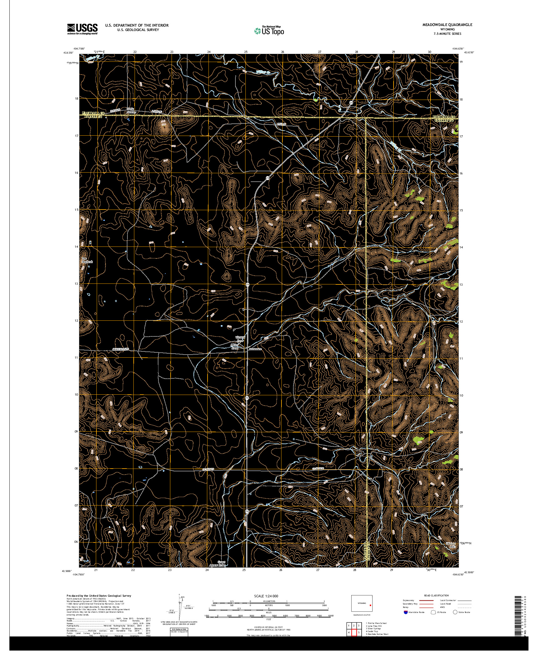 USGS US TOPO 7.5-MINUTE MAP FOR MEADOWDALE, WY 2017