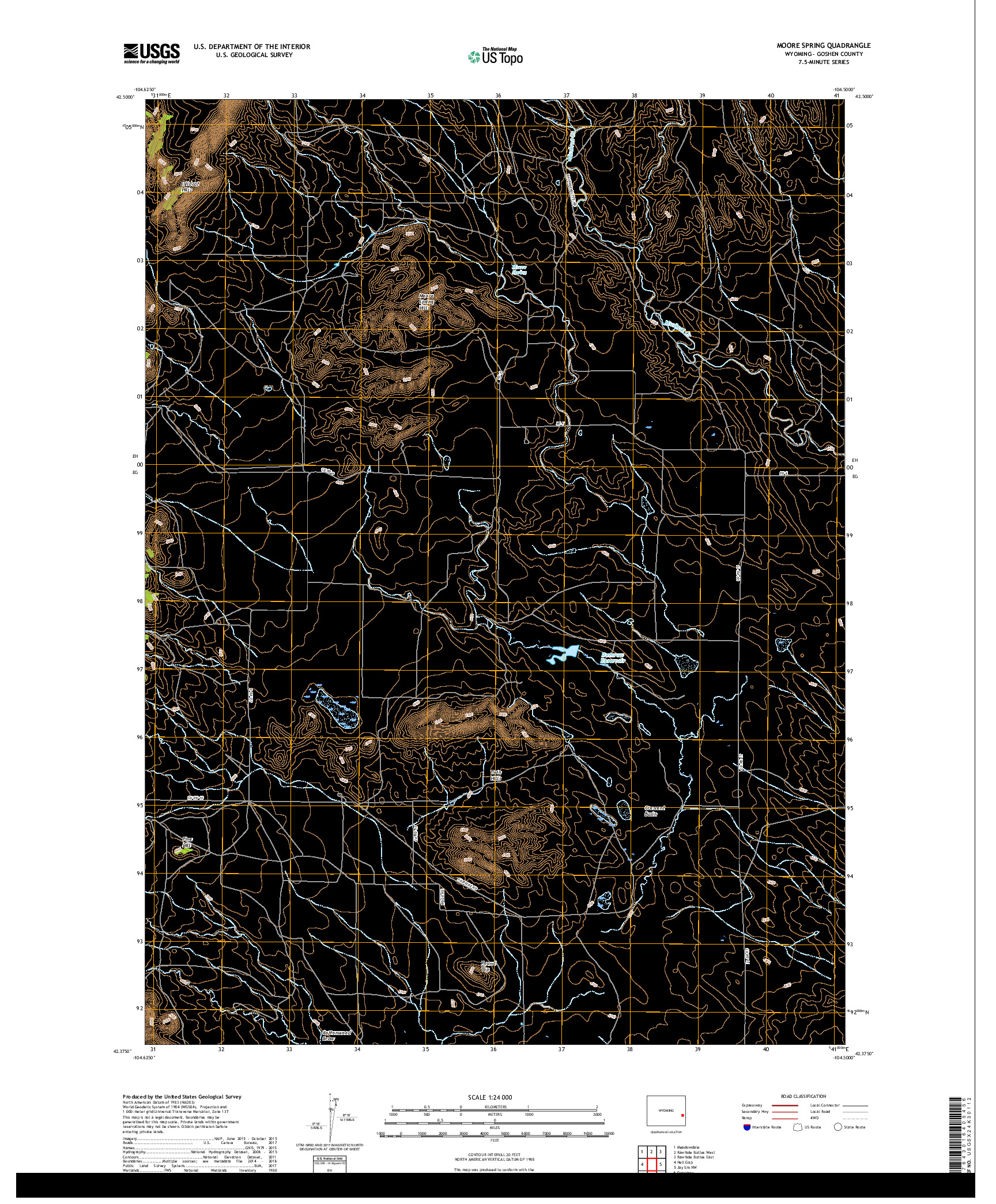 USGS US TOPO 7.5-MINUTE MAP FOR MOORE SPRING, WY 2017