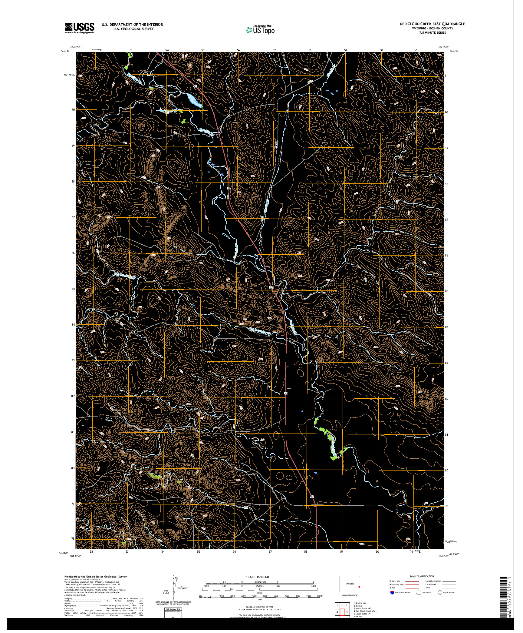 USGS US TOPO 7.5-MINUTE MAP FOR RED CLOUD CREEK EAST, WY 2017