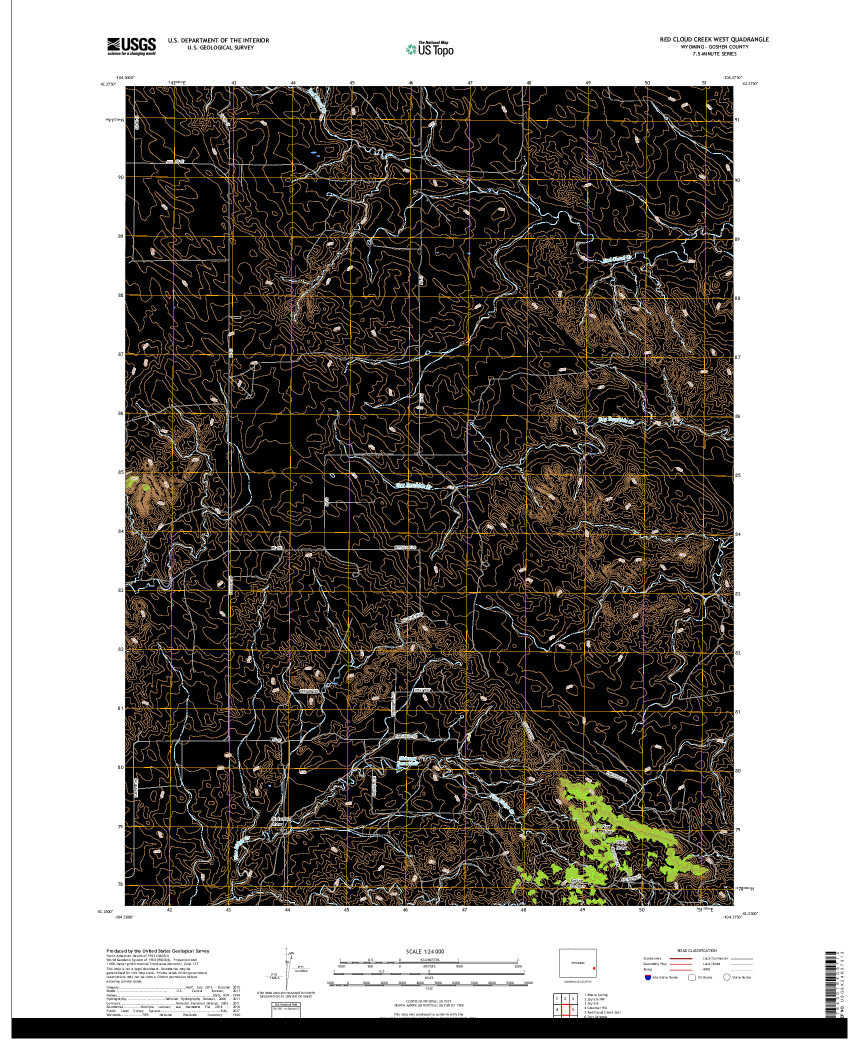 USGS US TOPO 7.5-MINUTE MAP FOR RED CLOUD CREEK WEST, WY 2017