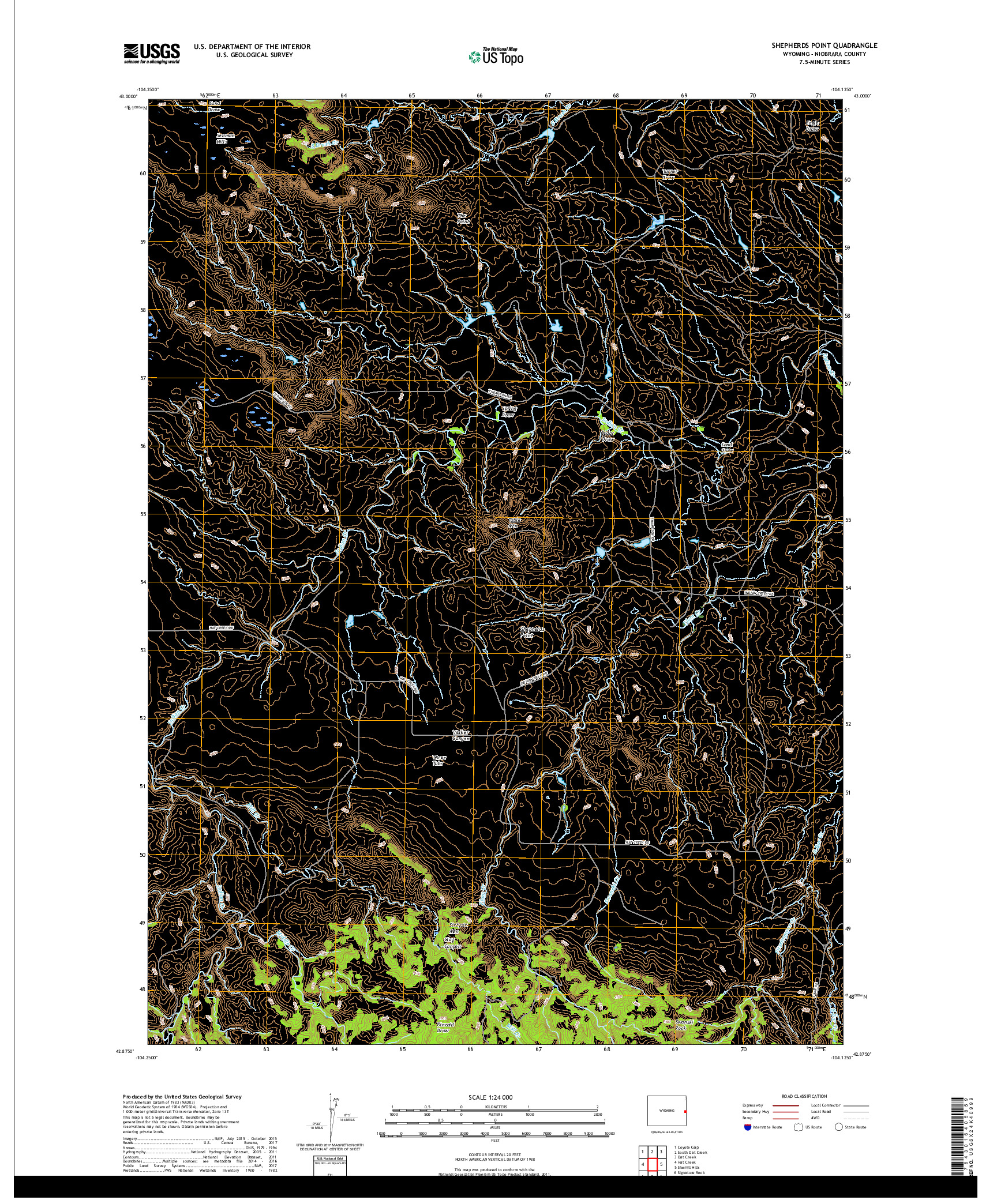 USGS US TOPO 7.5-MINUTE MAP FOR SHEPHERDS POINT, WY 2017
