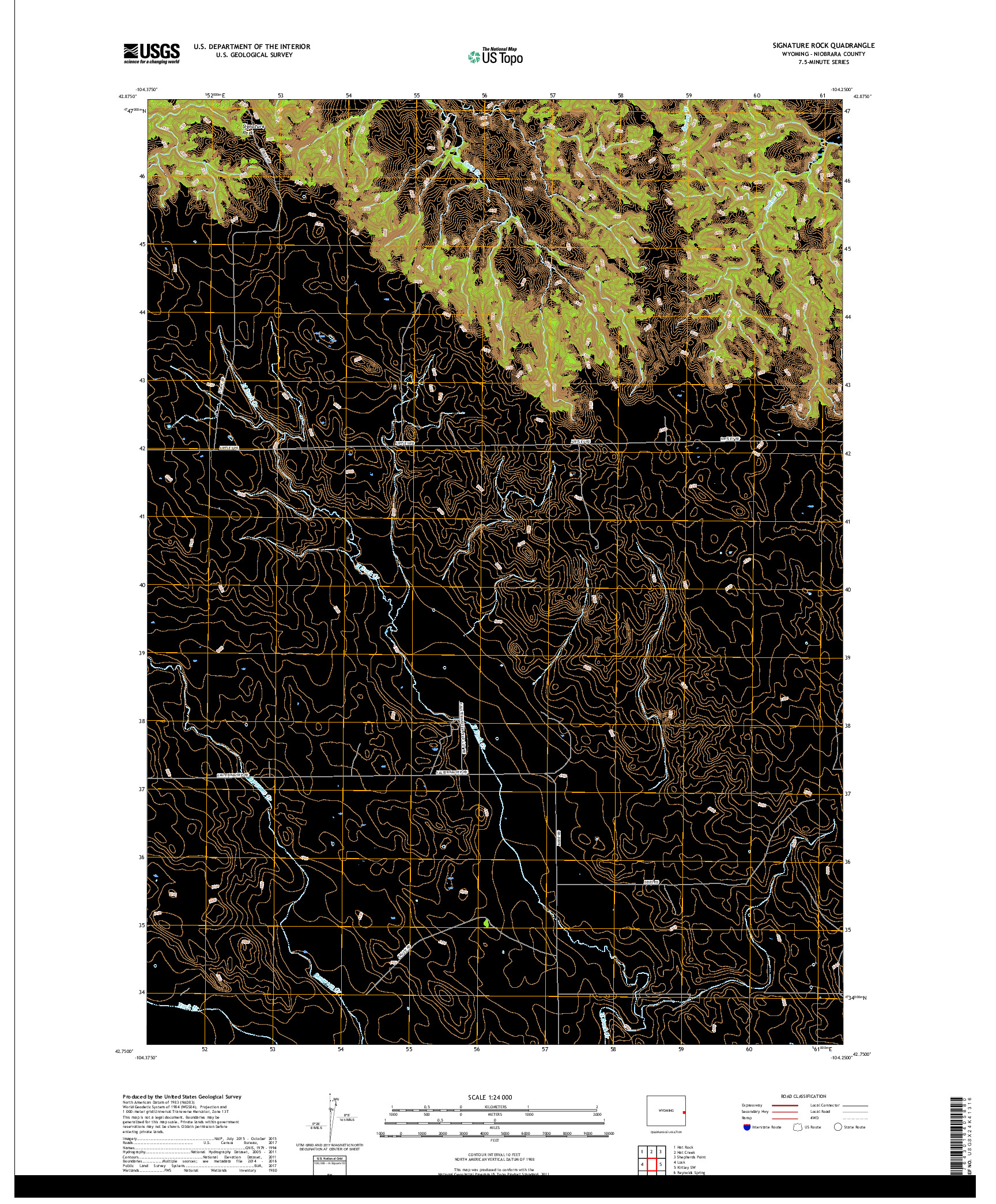 USGS US TOPO 7.5-MINUTE MAP FOR SIGNATURE ROCK, WY 2017