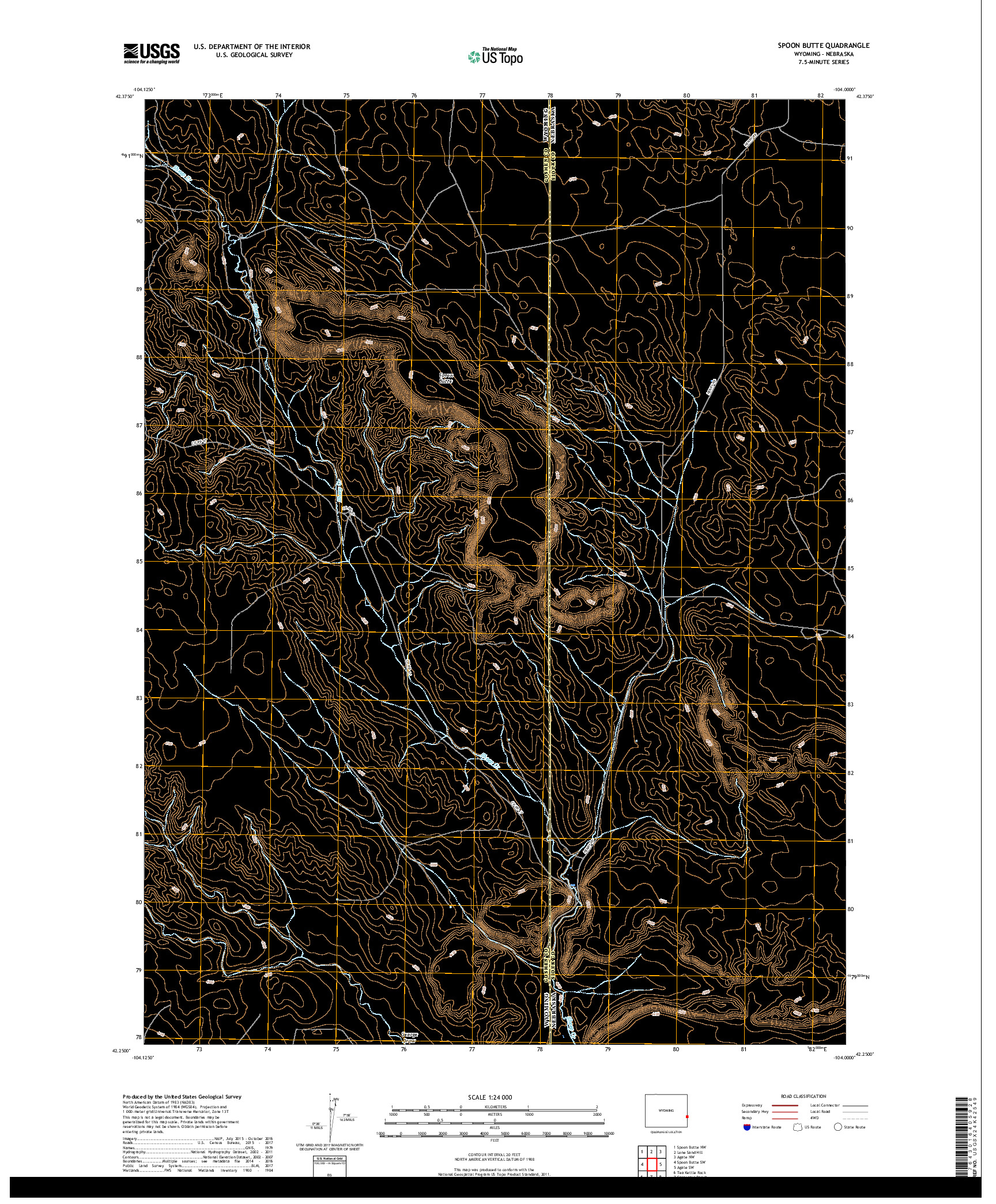 USGS US TOPO 7.5-MINUTE MAP FOR SPOON BUTTE, WY,NE 2017