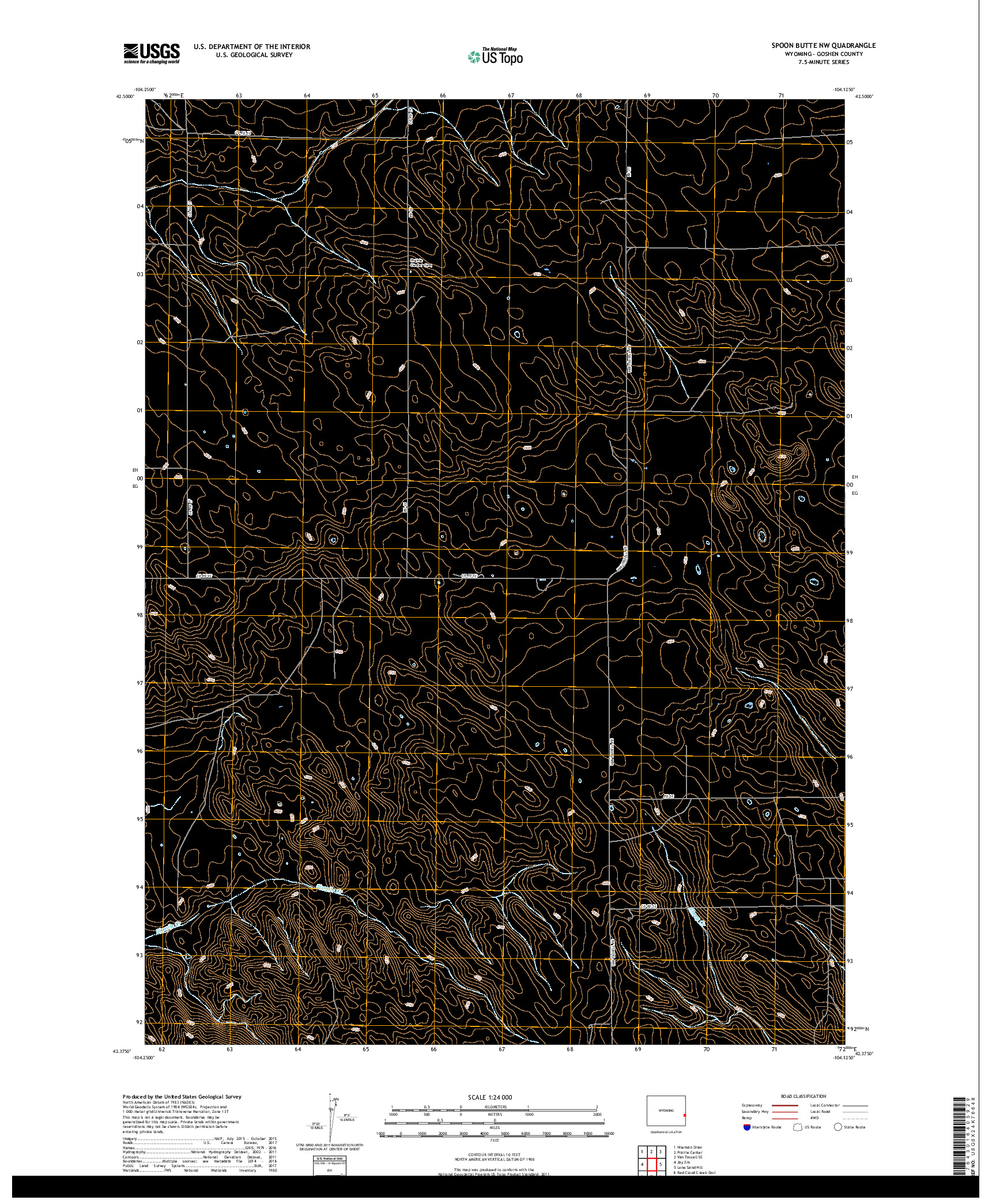 USGS US TOPO 7.5-MINUTE MAP FOR SPOON BUTTE NW, WY 2017