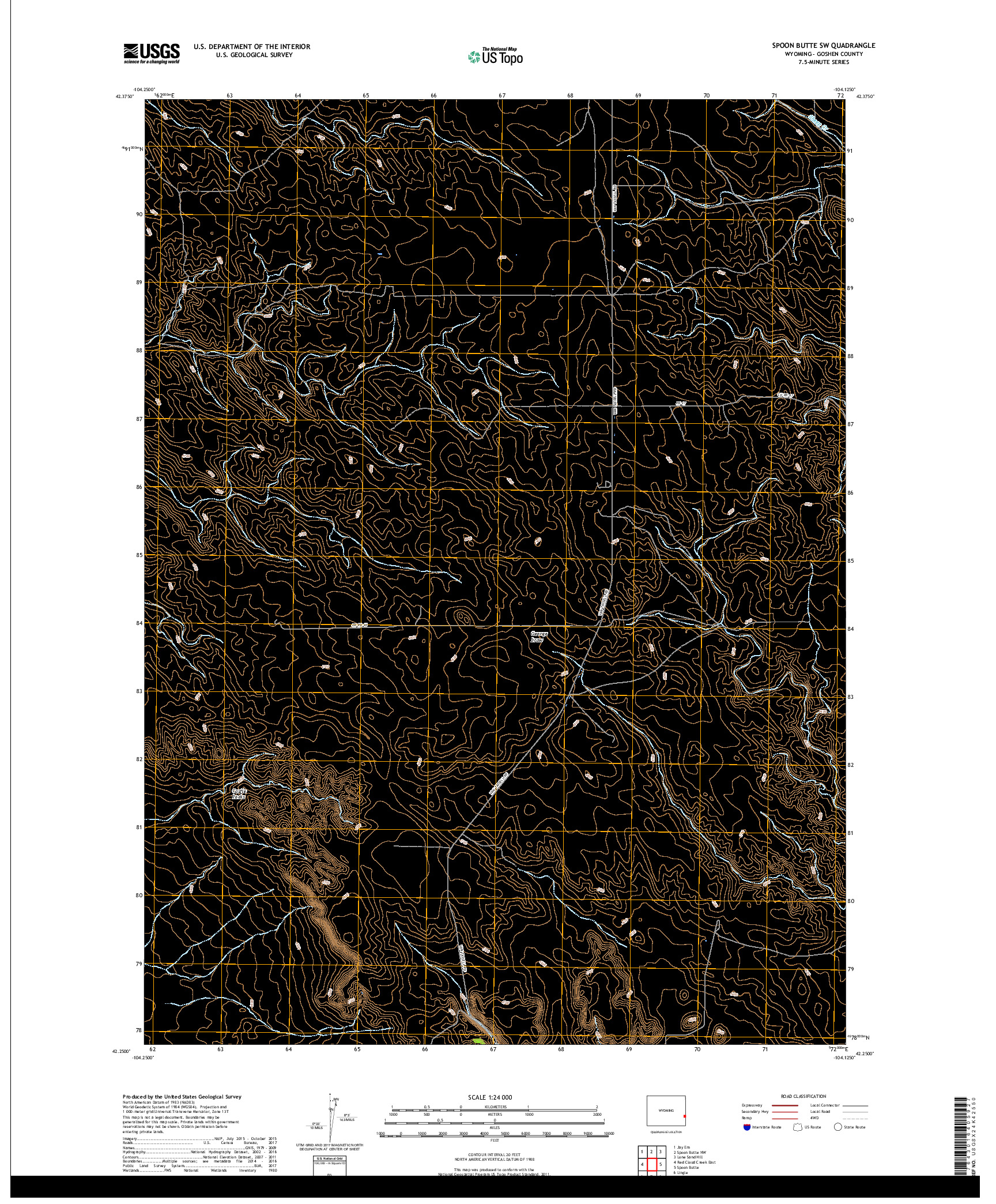 USGS US TOPO 7.5-MINUTE MAP FOR SPOON BUTTE SW, WY 2017