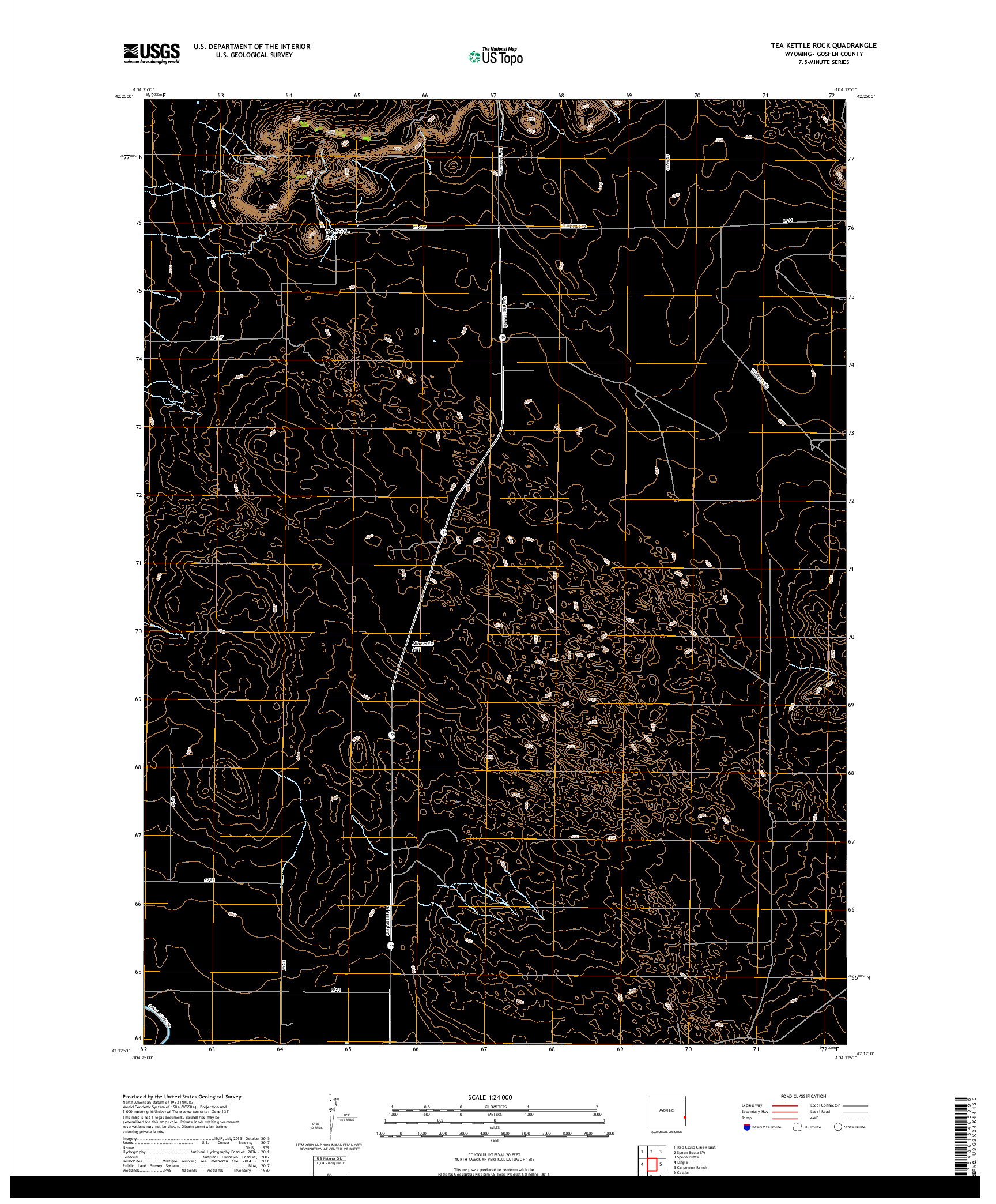 USGS US TOPO 7.5-MINUTE MAP FOR TEA KETTLE ROCK, WY 2017