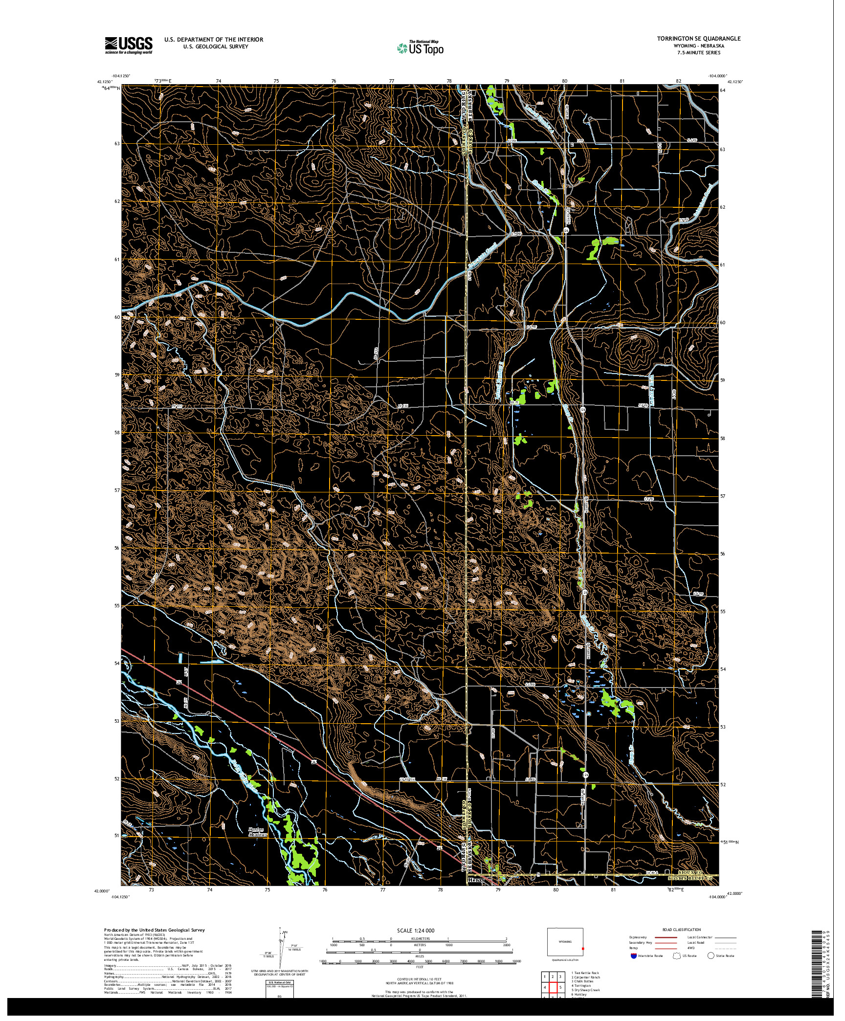 USGS US TOPO 7.5-MINUTE MAP FOR TORRINGTON SE, WY,NE 2017