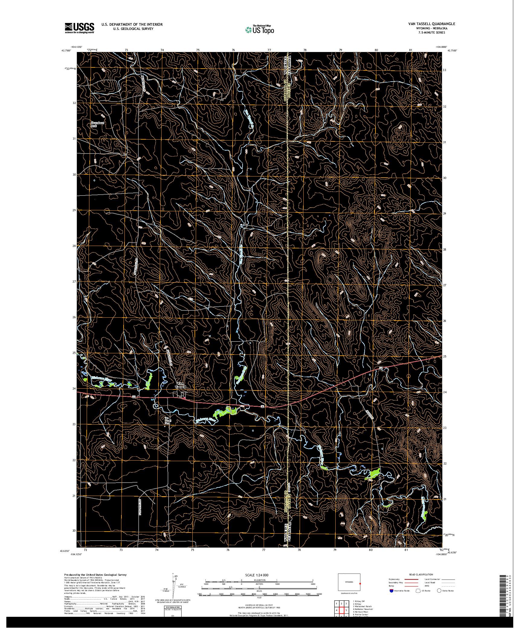 USGS US TOPO 7.5-MINUTE MAP FOR VAN TASSELL, WY,NE 2017