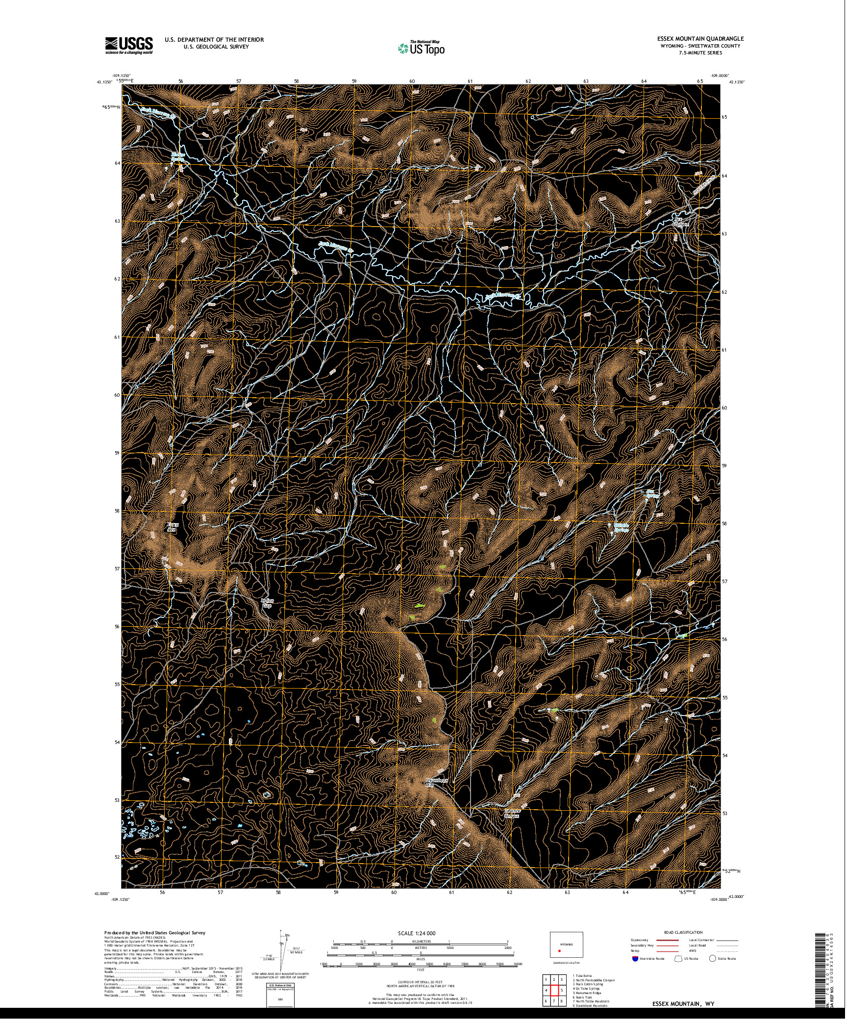 USGS US TOPO 7.5-MINUTE MAP FOR ESSEX MOUNTAIN, WY 2017