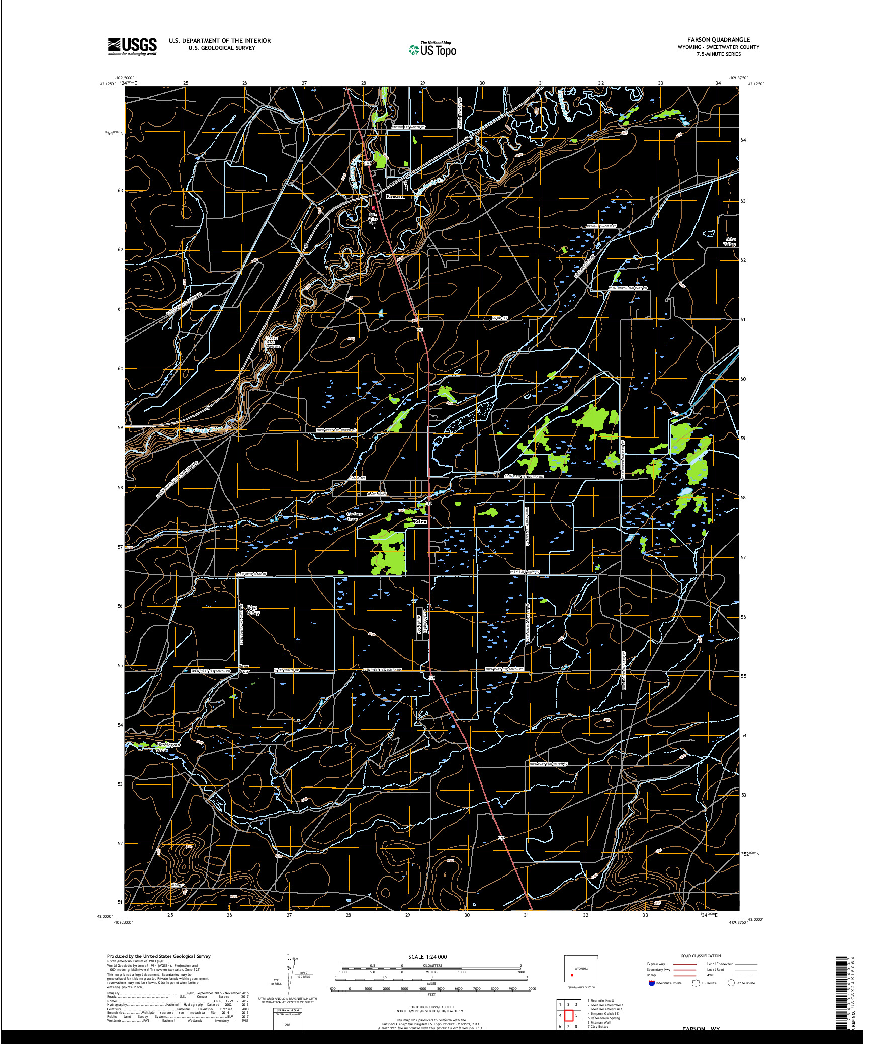 USGS US TOPO 7.5-MINUTE MAP FOR FARSON, WY 2017