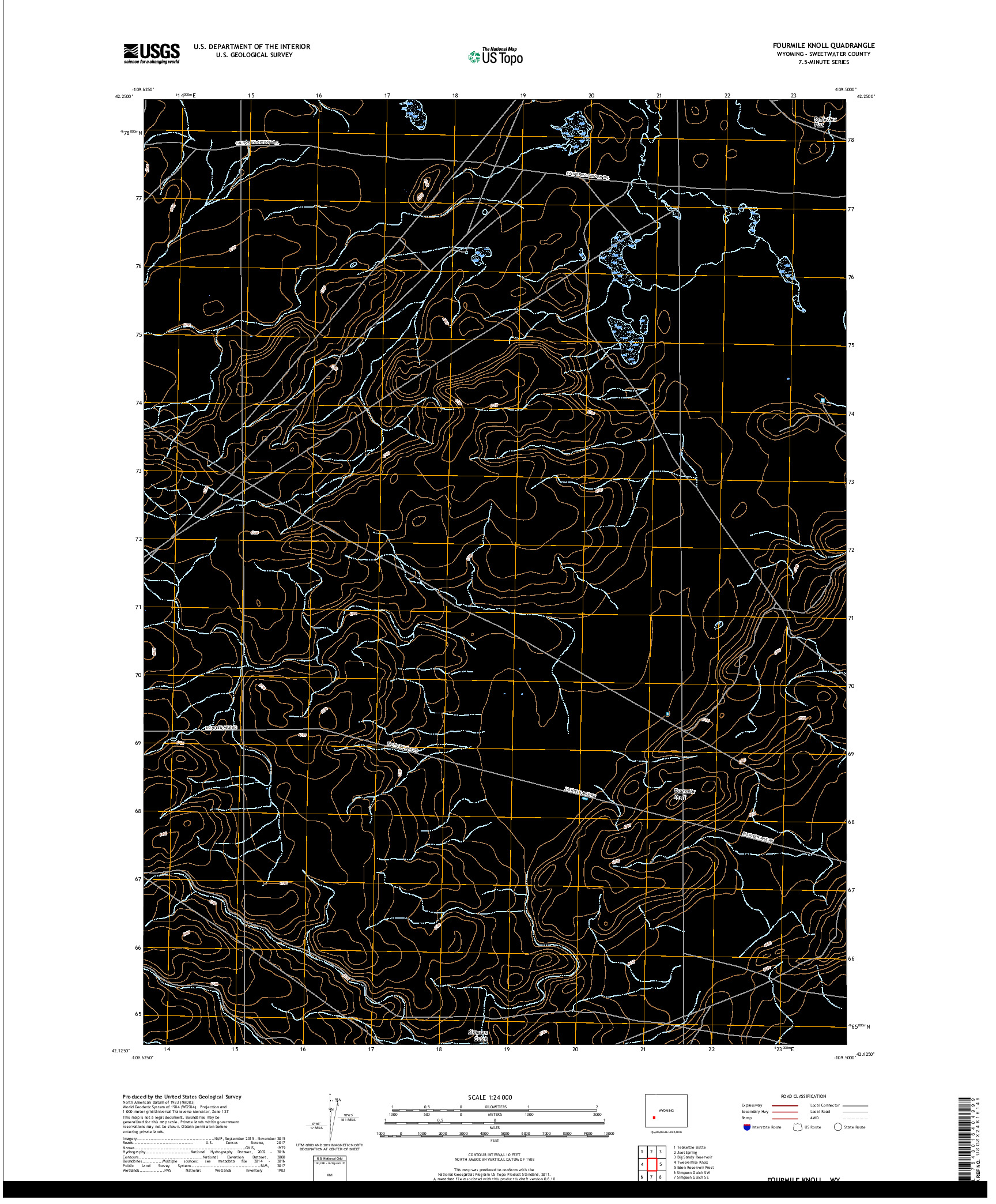 USGS US TOPO 7.5-MINUTE MAP FOR FOURMILE KNOLL, WY 2017