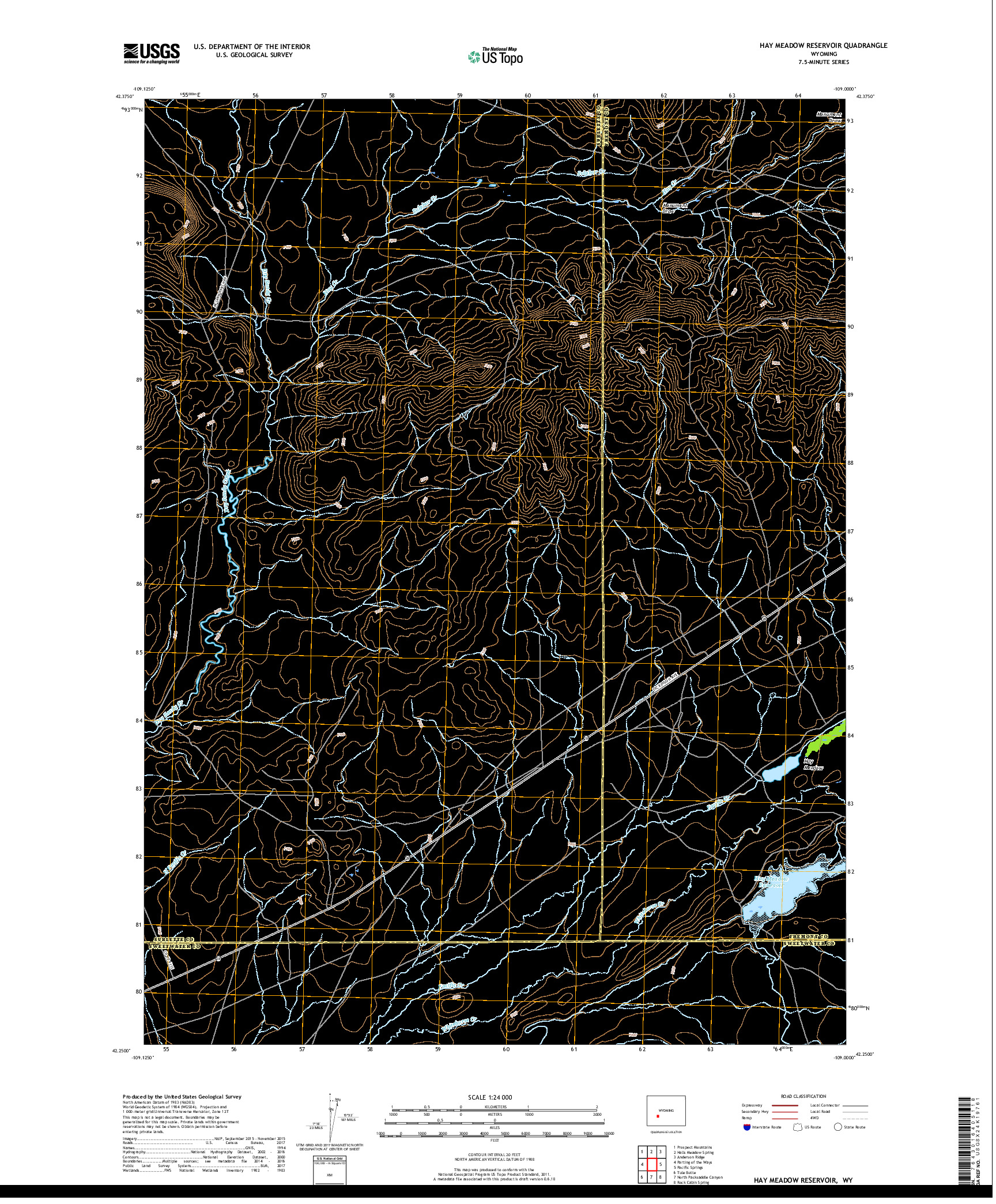 USGS US TOPO 7.5-MINUTE MAP FOR HAY MEADOW RESERVOIR, WY 2017