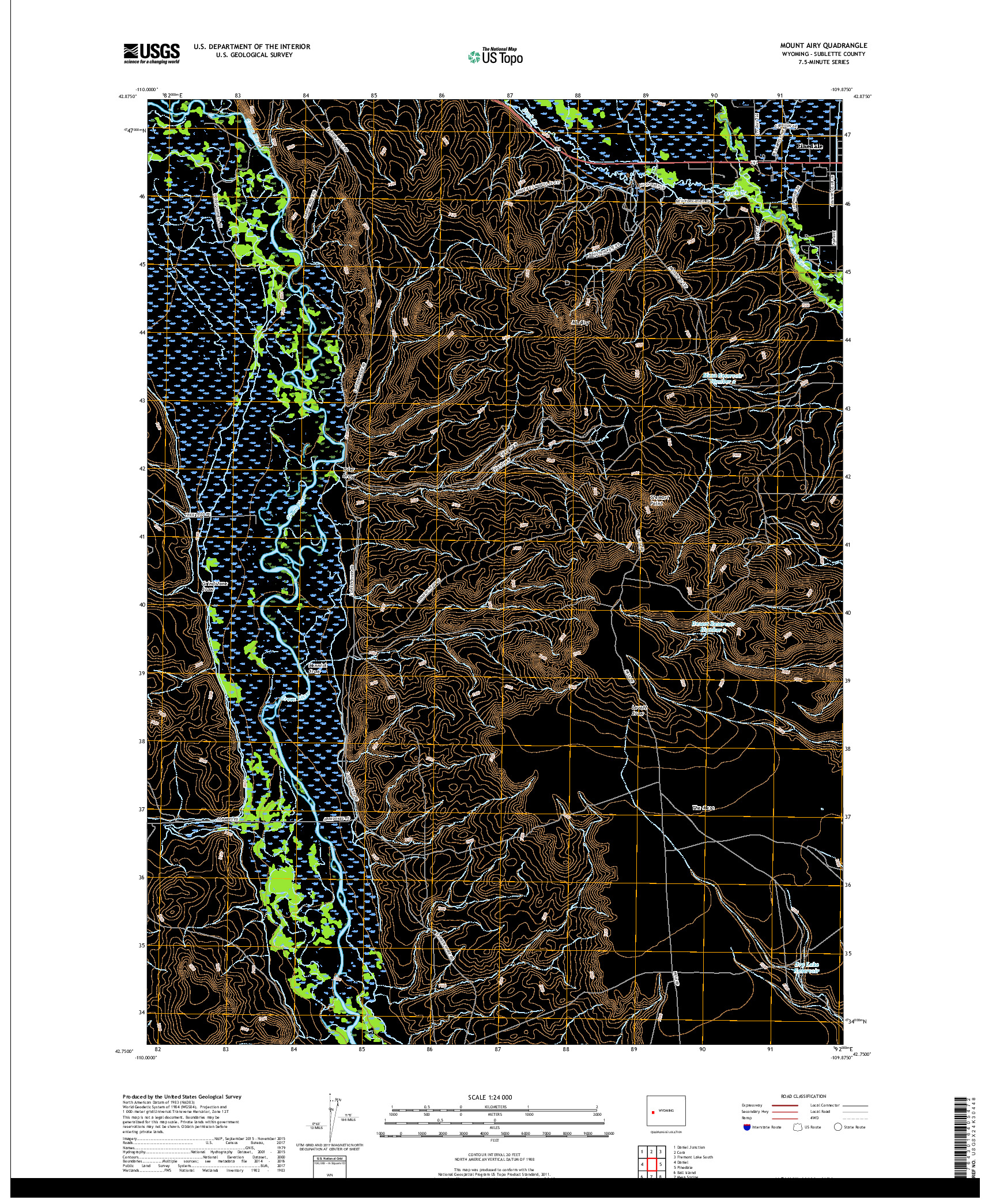USGS US TOPO 7.5-MINUTE MAP FOR MOUNT AIRY, WY 2017