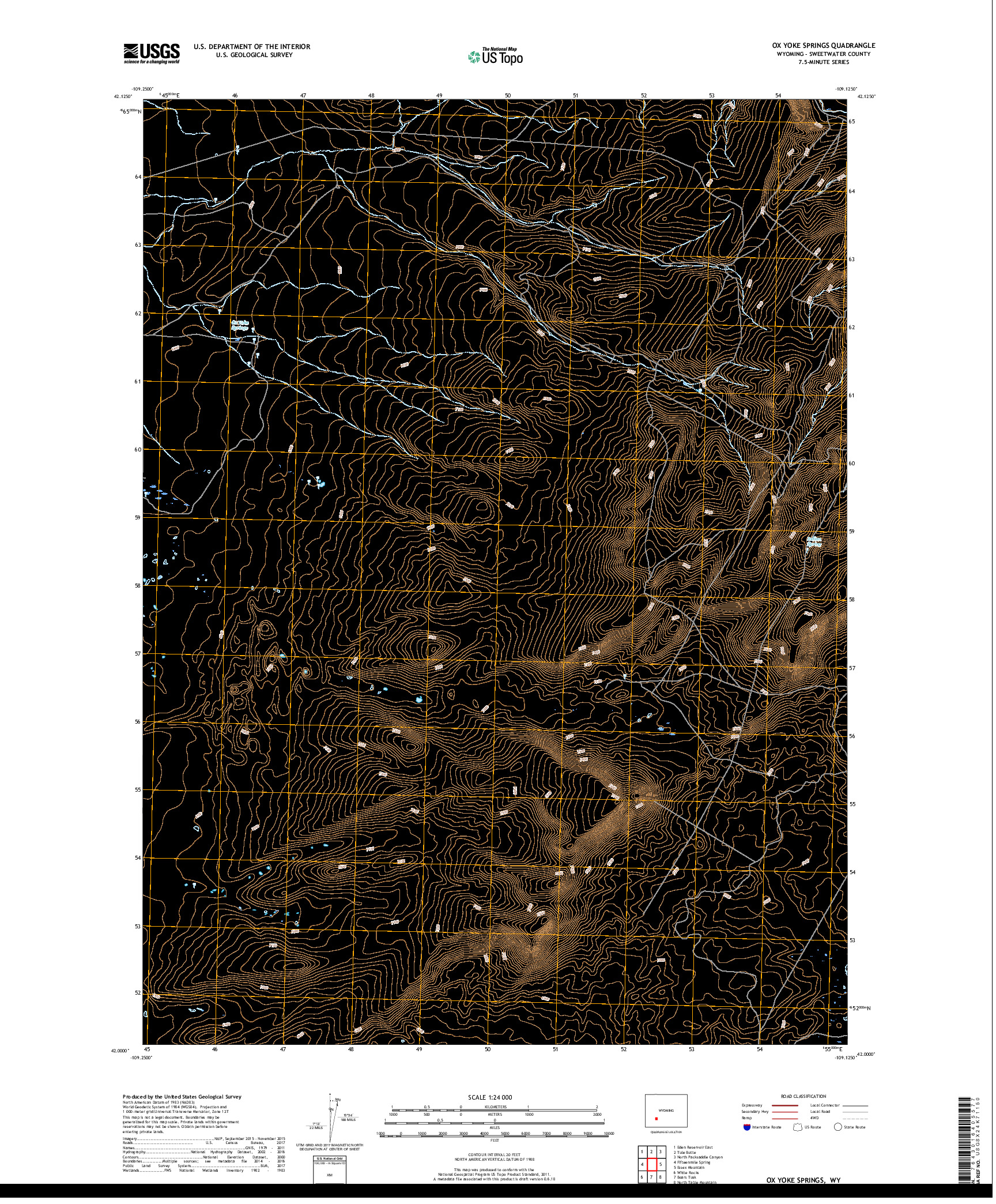 USGS US TOPO 7.5-MINUTE MAP FOR OX YOKE SPRINGS, WY 2017