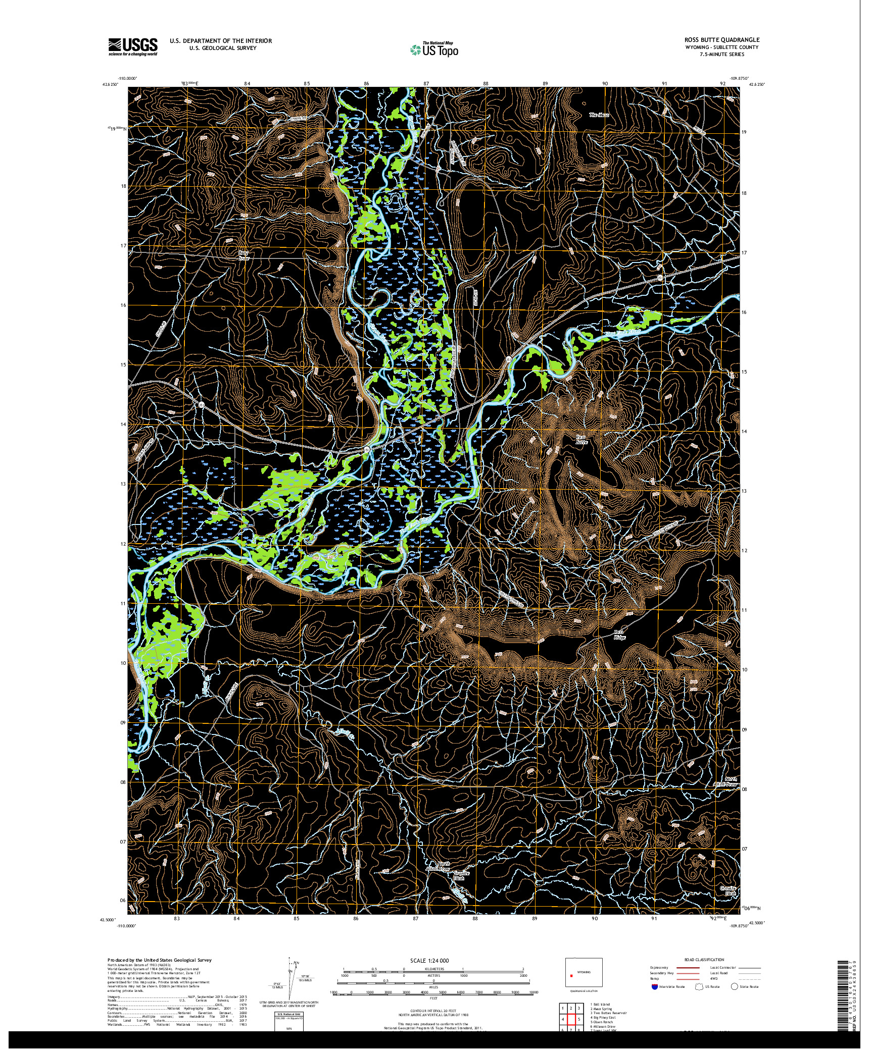 USGS US TOPO 7.5-MINUTE MAP FOR ROSS BUTTE, WY 2017