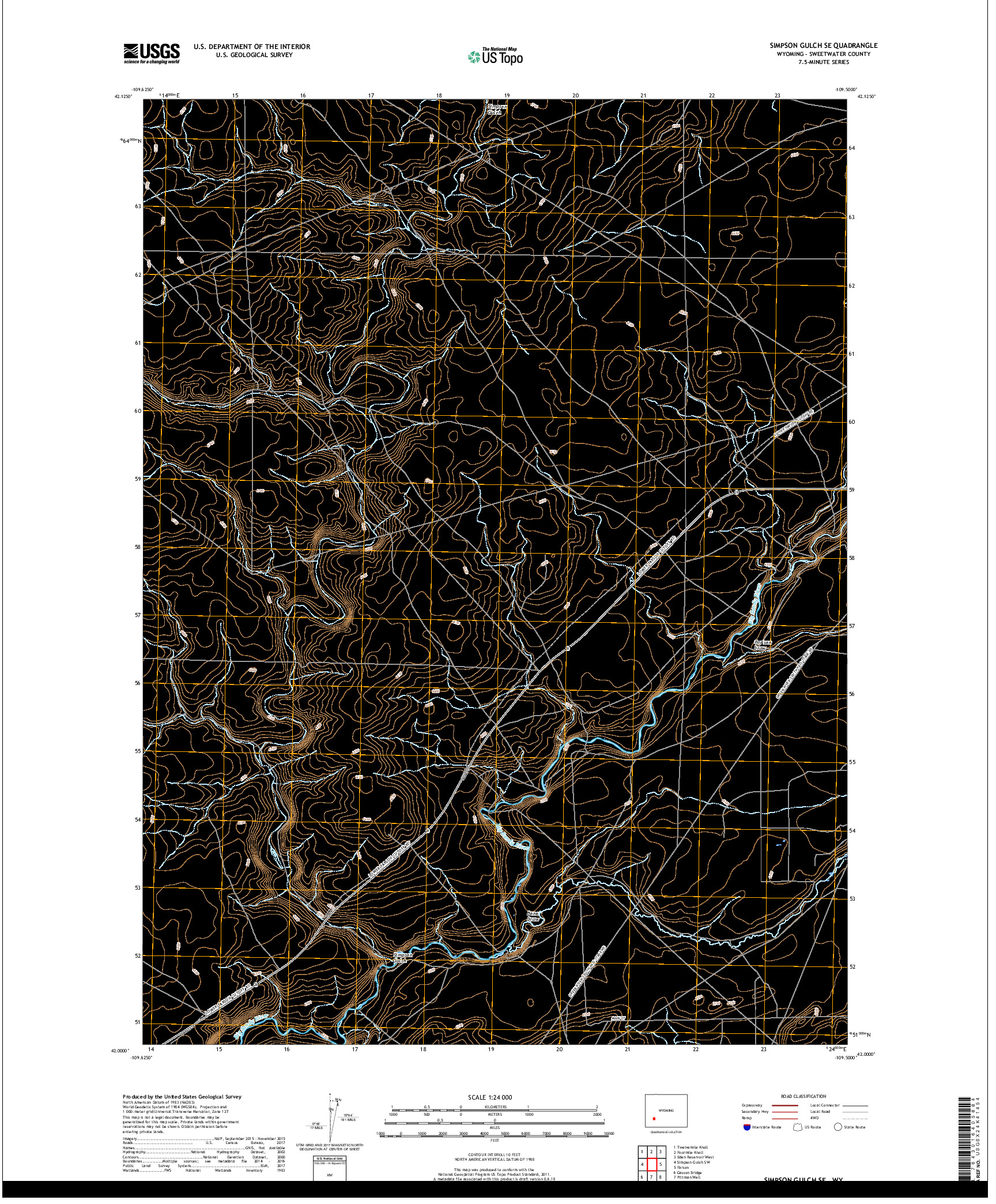 USGS US TOPO 7.5-MINUTE MAP FOR SIMPSON GULCH SE, WY 2017