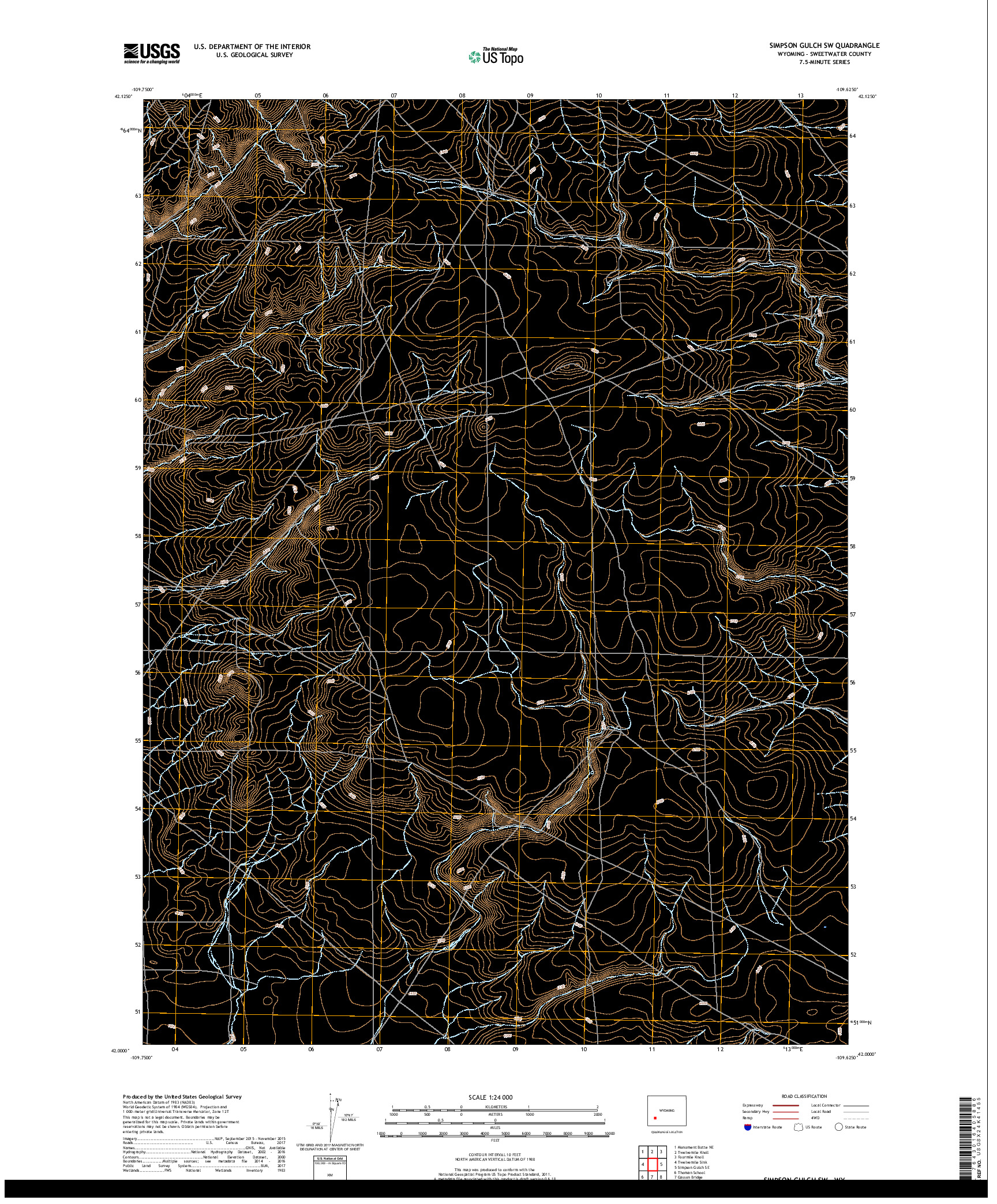 USGS US TOPO 7.5-MINUTE MAP FOR SIMPSON GULCH SW, WY 2017