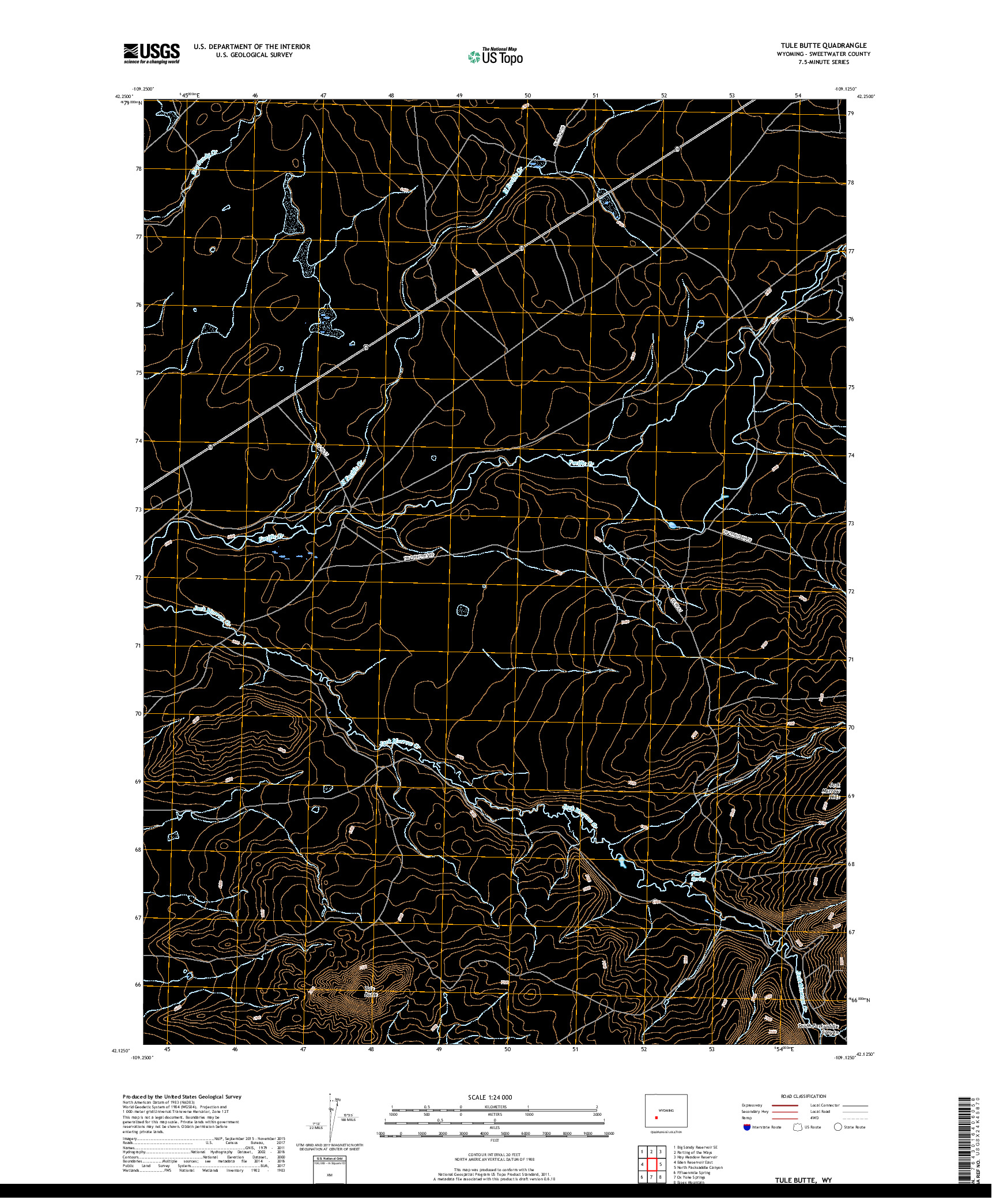 USGS US TOPO 7.5-MINUTE MAP FOR TULE BUTTE, WY 2017