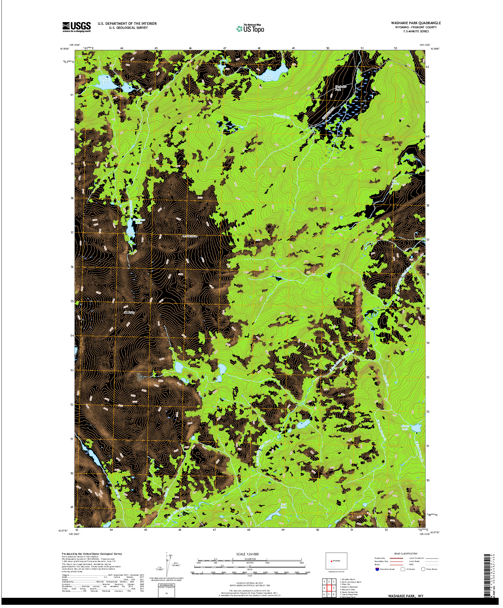 USGS US TOPO 7.5-MINUTE MAP FOR WASHAKIE PARK, WY 2017