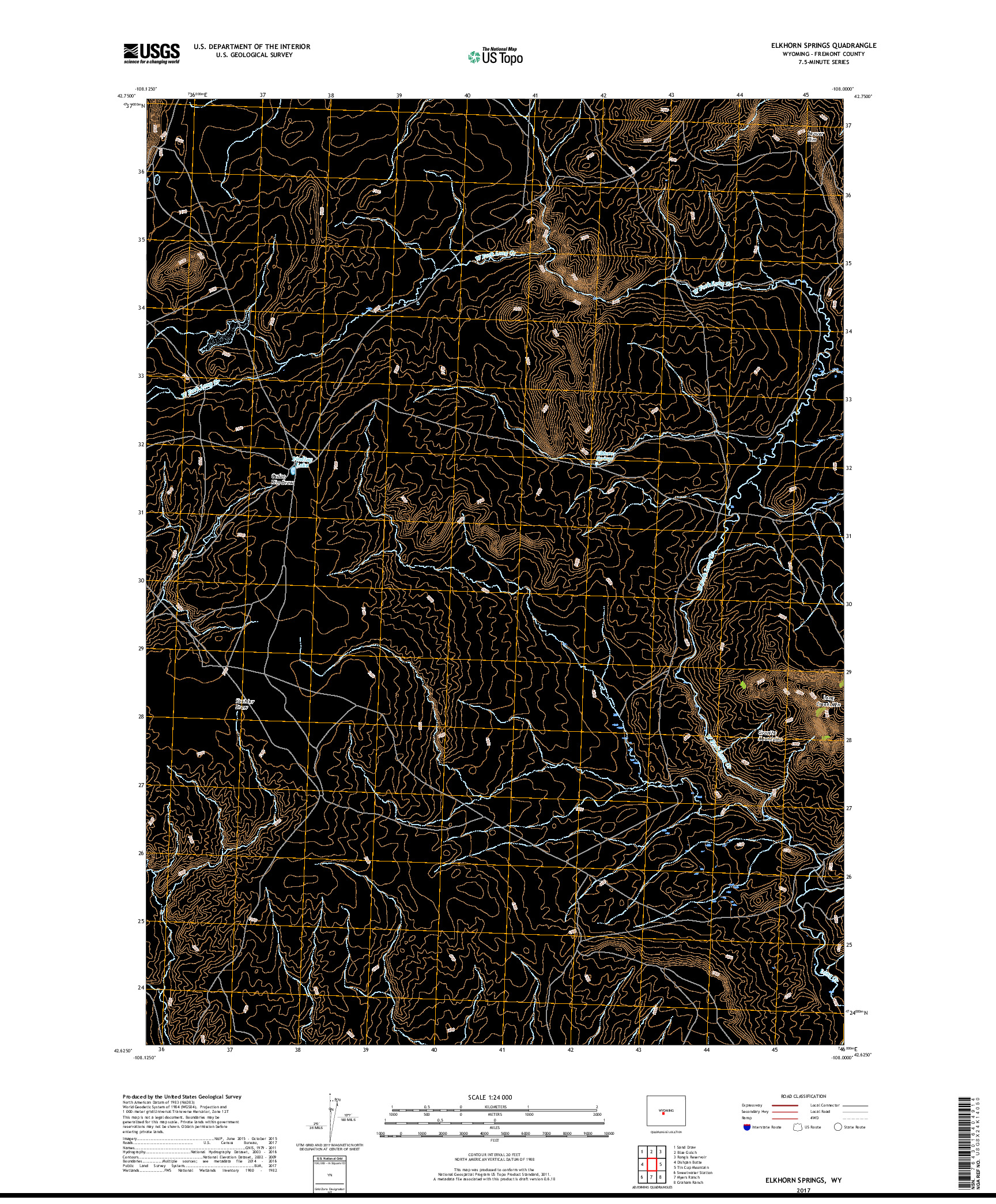 USGS US TOPO 7.5-MINUTE MAP FOR ELKHORN SPRINGS, WY 2017