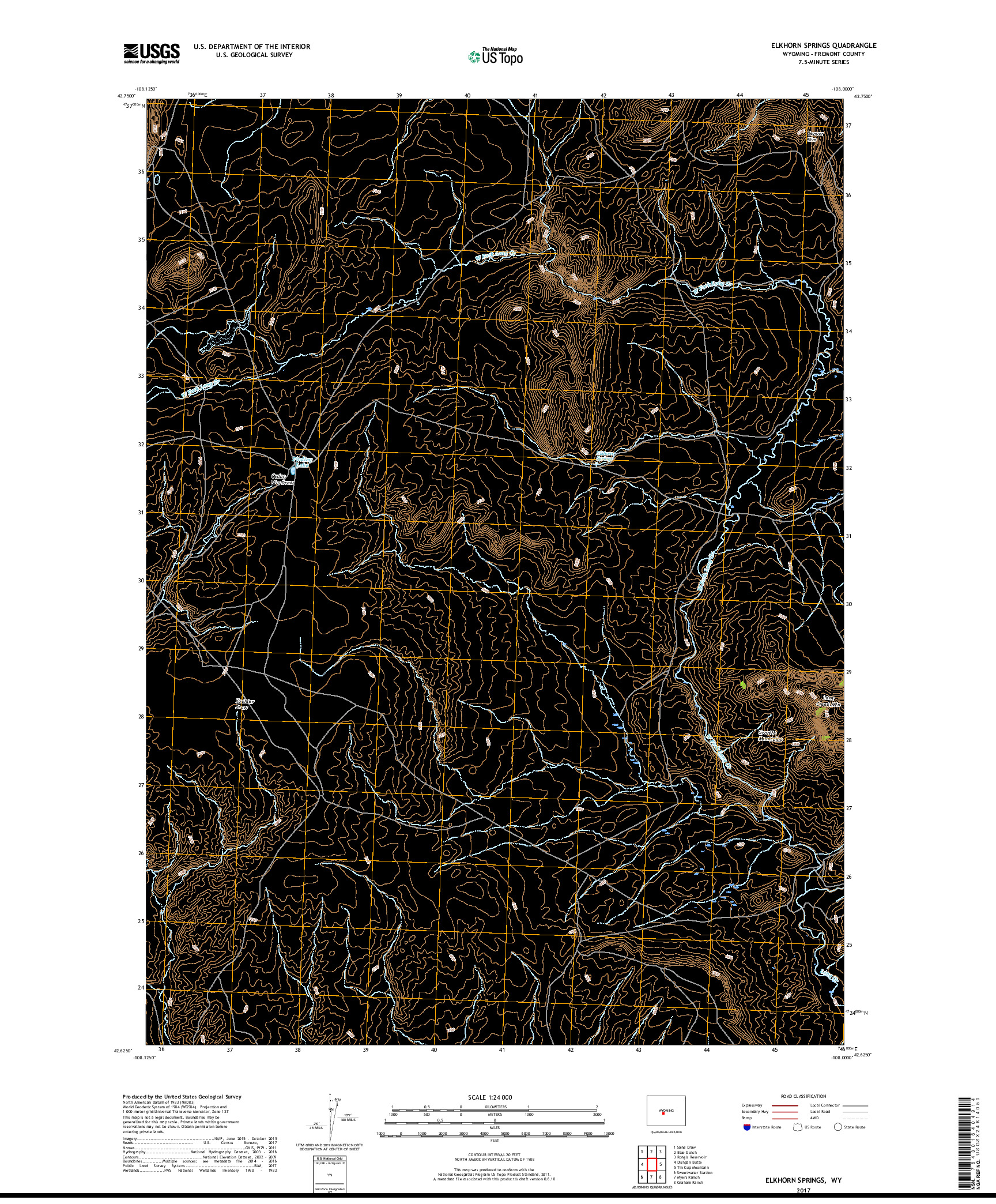 USGS US TOPO 7.5-MINUTE MAP FOR ELKHORN SPRINGS, WY 2017