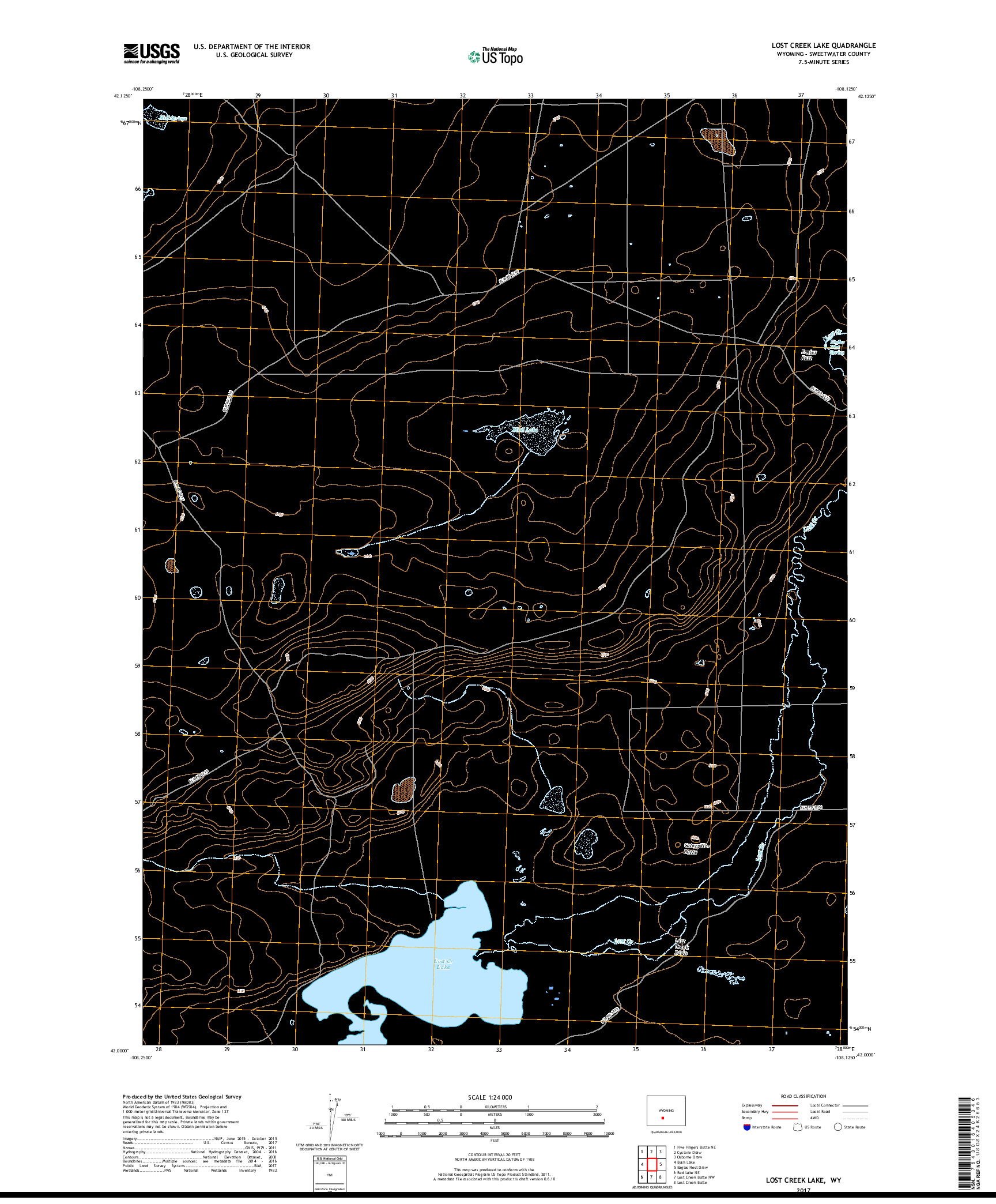 USGS US TOPO 7.5-MINUTE MAP FOR LOST CREEK LAKE, WY 2017