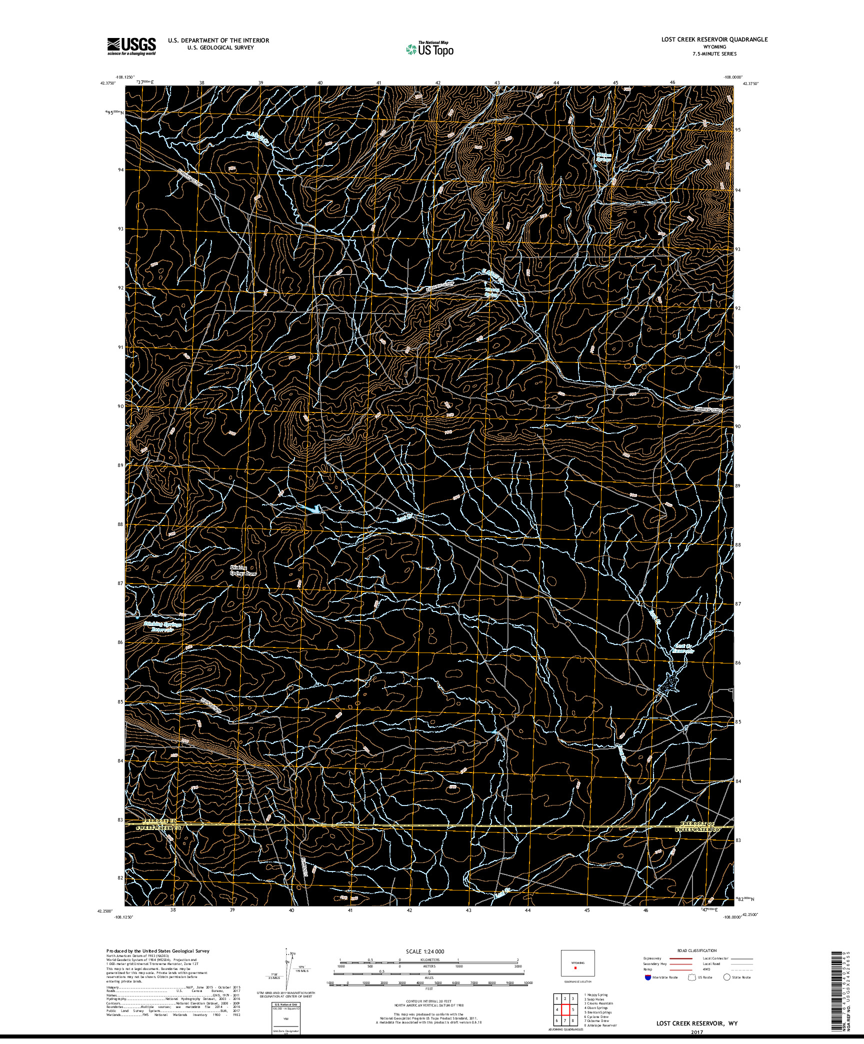 USGS US TOPO 7.5-MINUTE MAP FOR LOST CREEK RESERVOIR, WY 2017