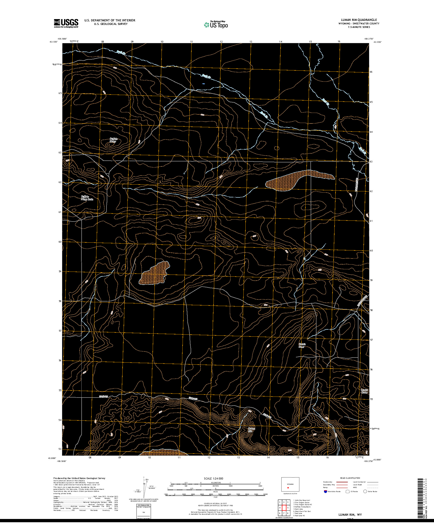 USGS US TOPO 7.5-MINUTE MAP FOR LUMAN RIM, WY 2017