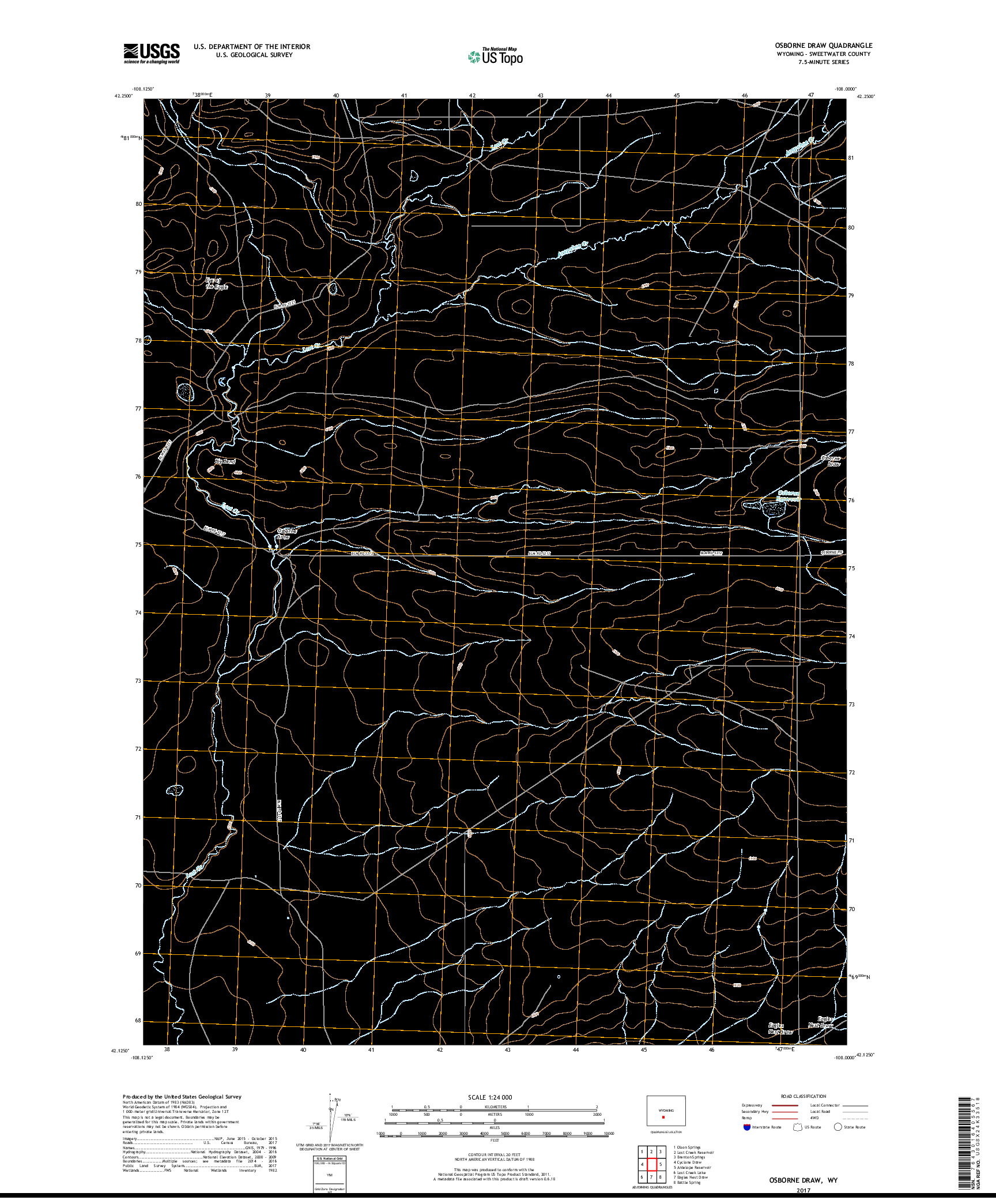 USGS US TOPO 7.5-MINUTE MAP FOR OSBORNE DRAW, WY 2017