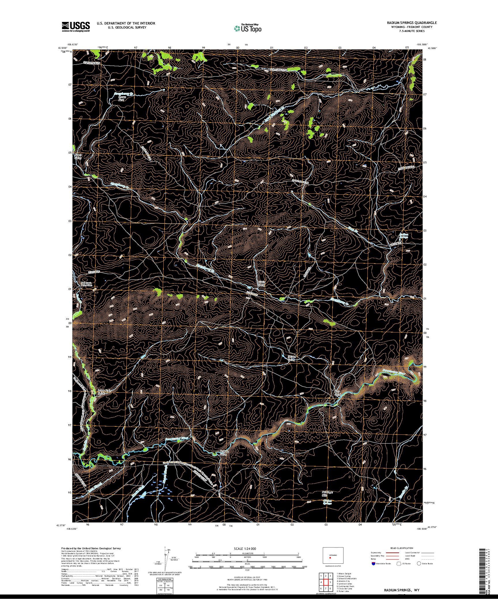 USGS US TOPO 7.5-MINUTE MAP FOR RADIUM SPRINGS, WY 2017