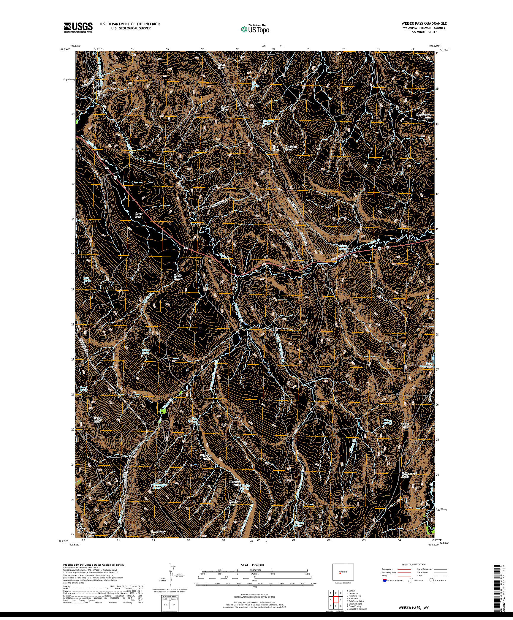 USGS US TOPO 7.5-MINUTE MAP FOR WEISER PASS, WY 2017