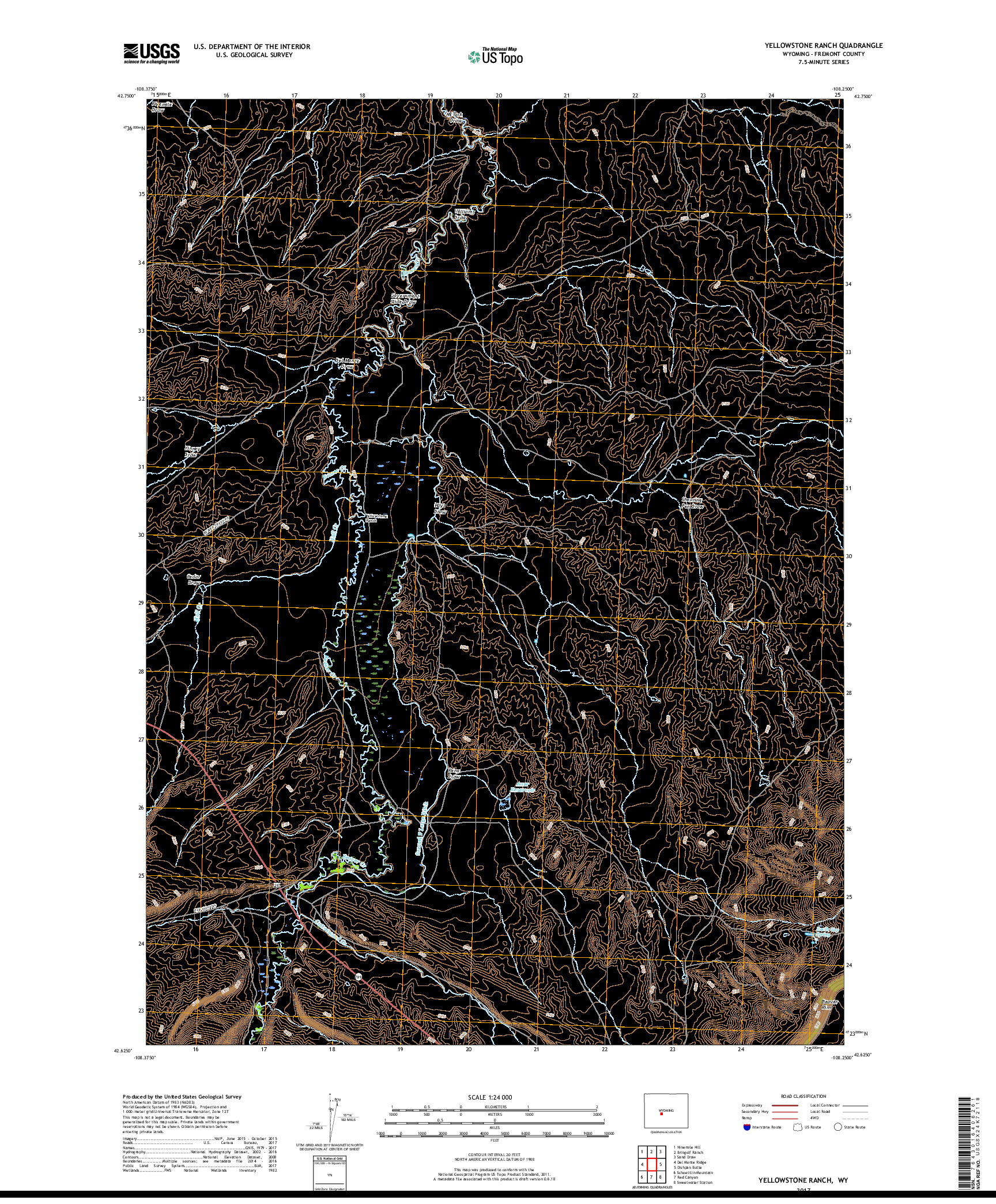 USGS US TOPO 7.5-MINUTE MAP FOR YELLOWSTONE RANCH, WY 2017