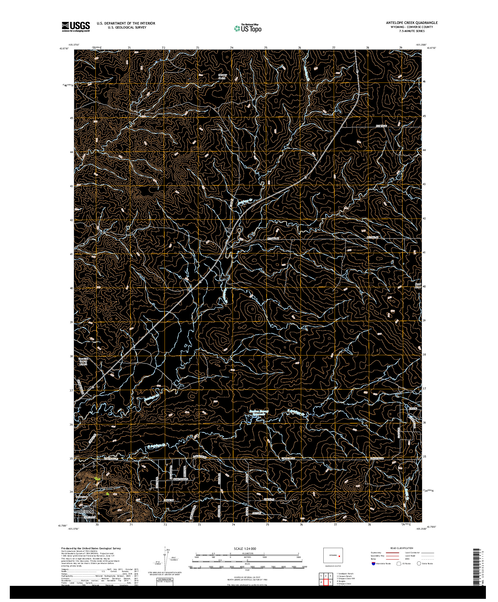 USGS US TOPO 7.5-MINUTE MAP FOR ANTELOPE CREEK, WY 2017