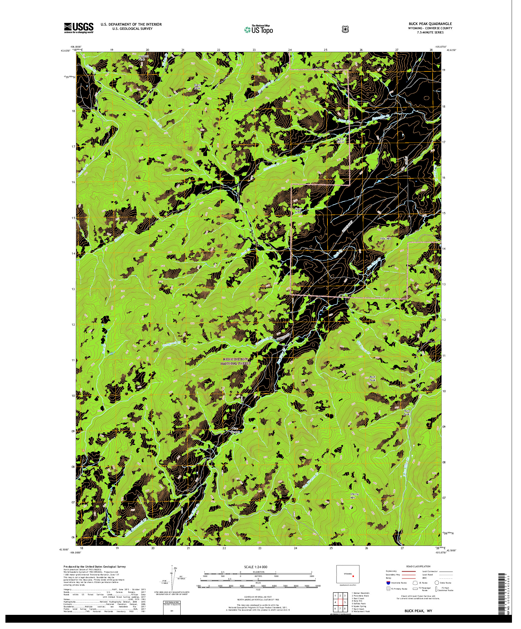 USGS US TOPO 7.5-MINUTE MAP FOR BUCK PEAK, WY 2017