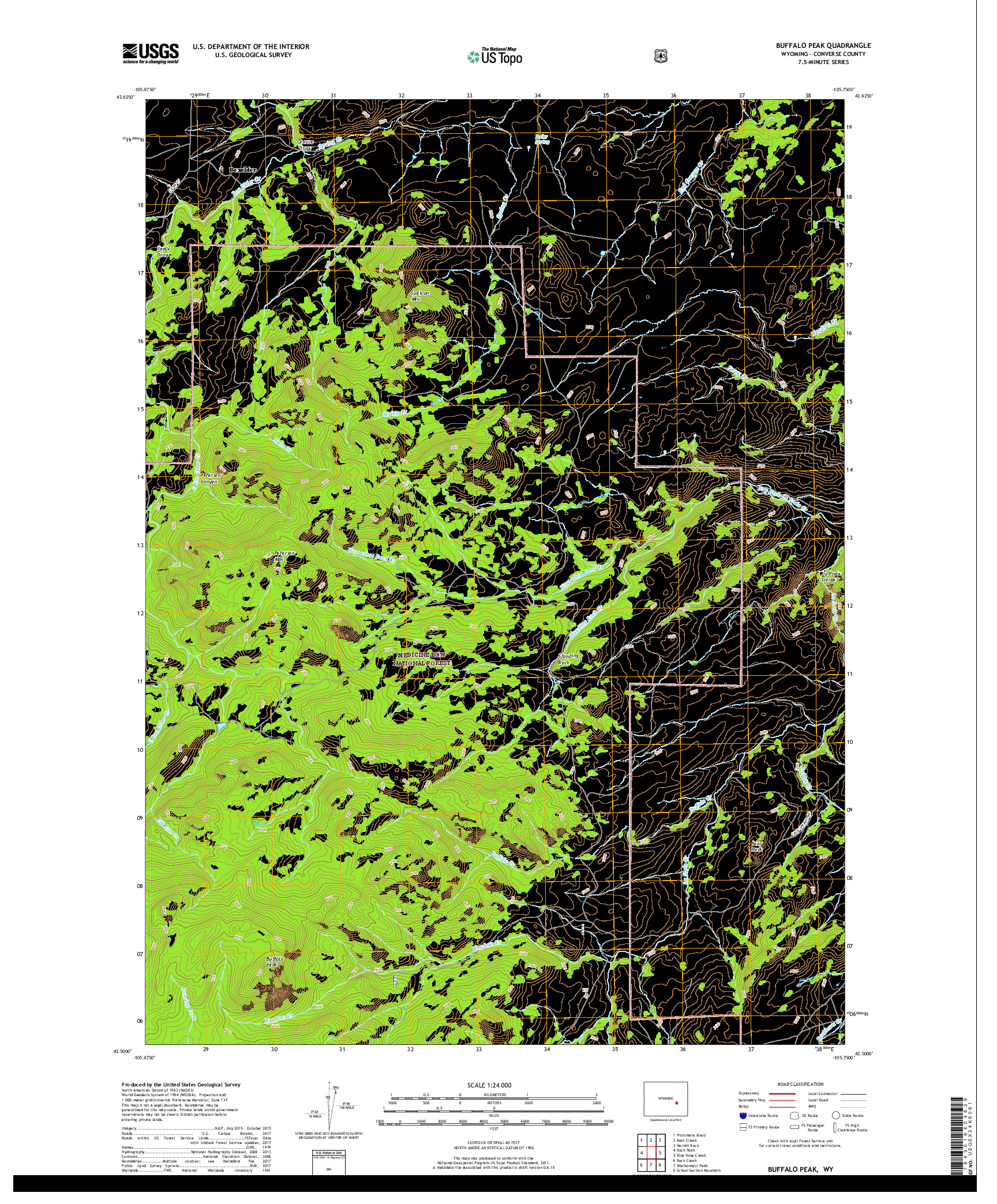 USGS US TOPO 7.5-MINUTE MAP FOR BUFFALO PEAK, WY 2017