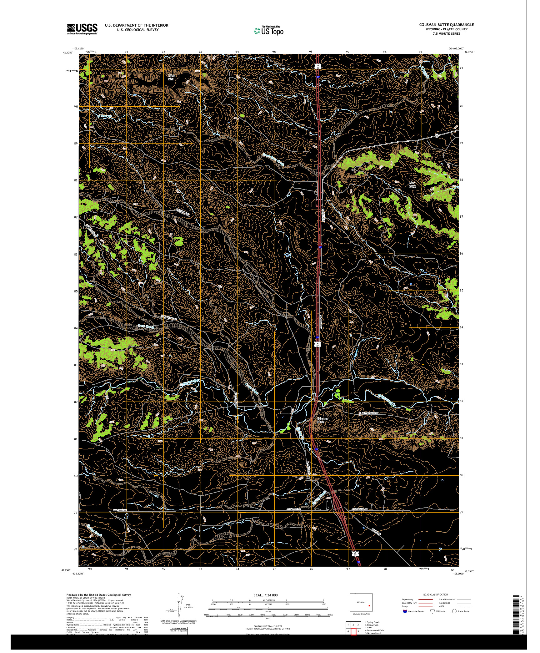 USGS US TOPO 7.5-MINUTE MAP FOR COLEMAN BUTTE, WY 2017