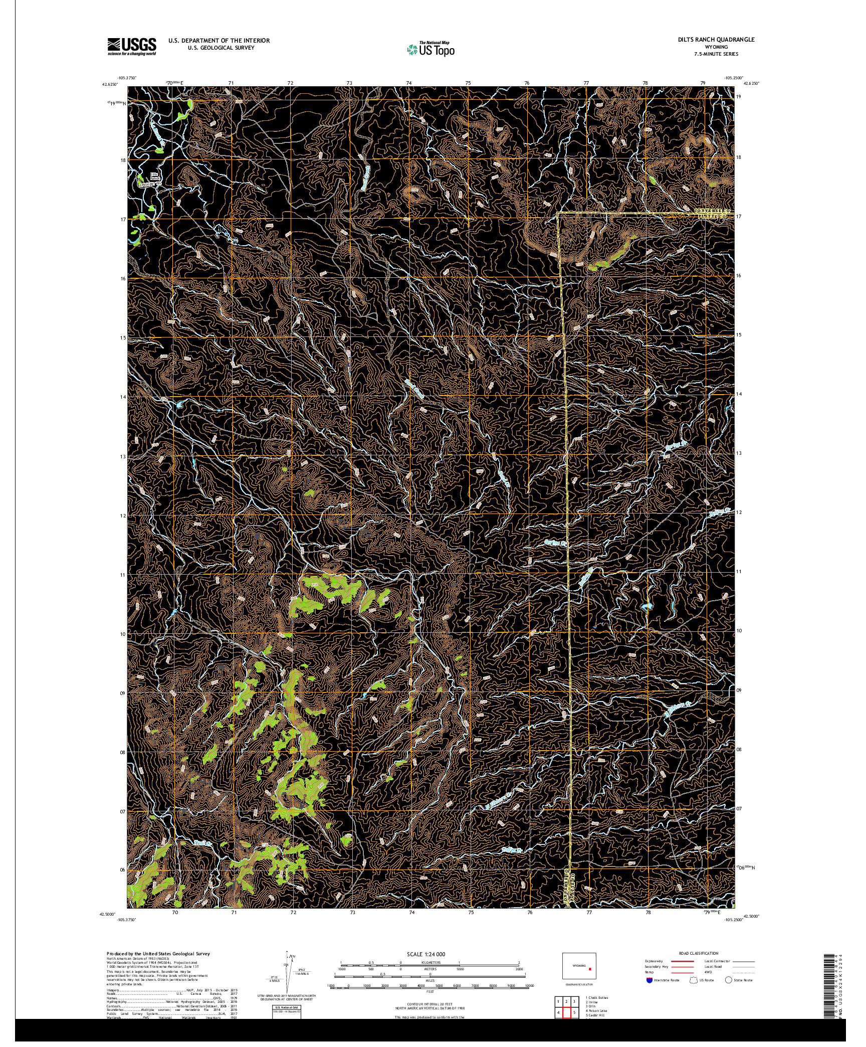 USGS US TOPO 7.5-MINUTE MAP FOR DILTS RANCH, WY 2017