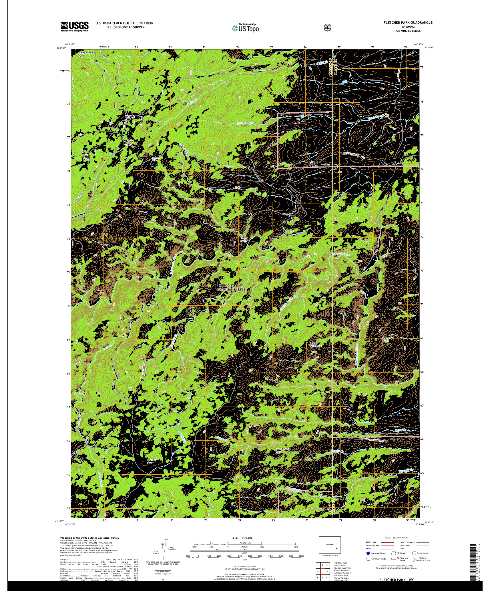 USGS US TOPO 7.5-MINUTE MAP FOR FLETCHER PARK, WY 2017