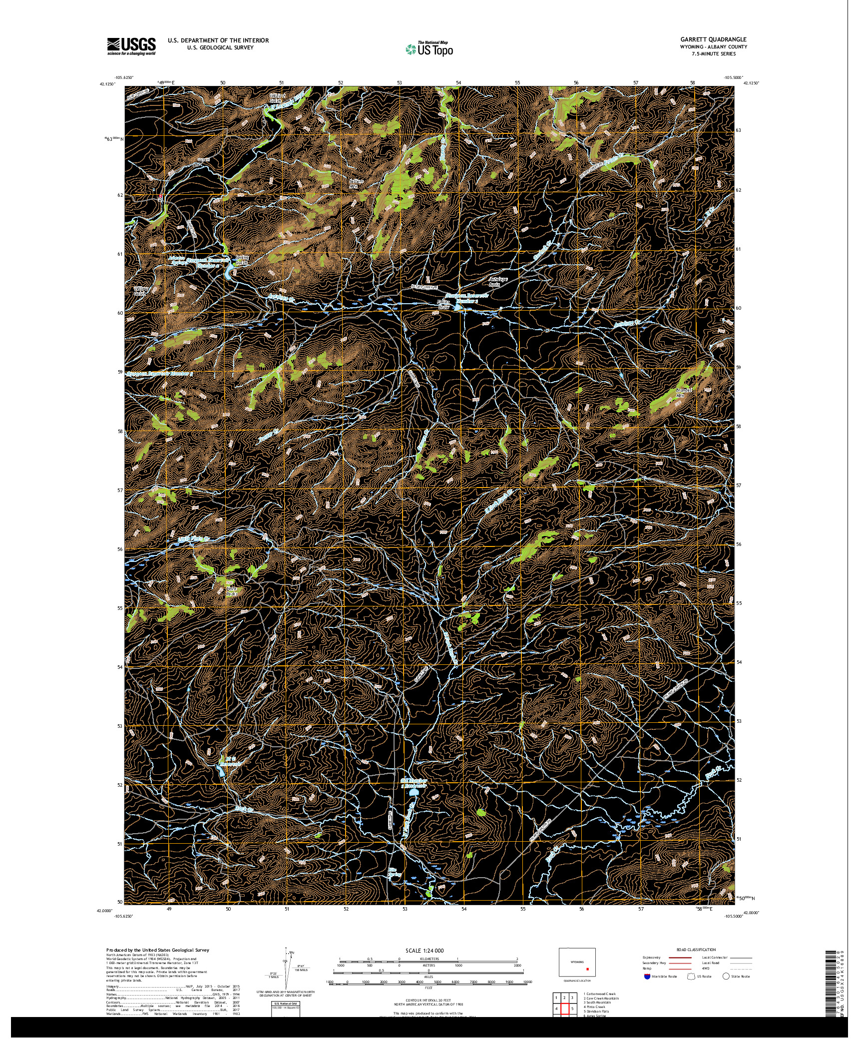 USGS US TOPO 7.5-MINUTE MAP FOR GARRETT, WY 2017