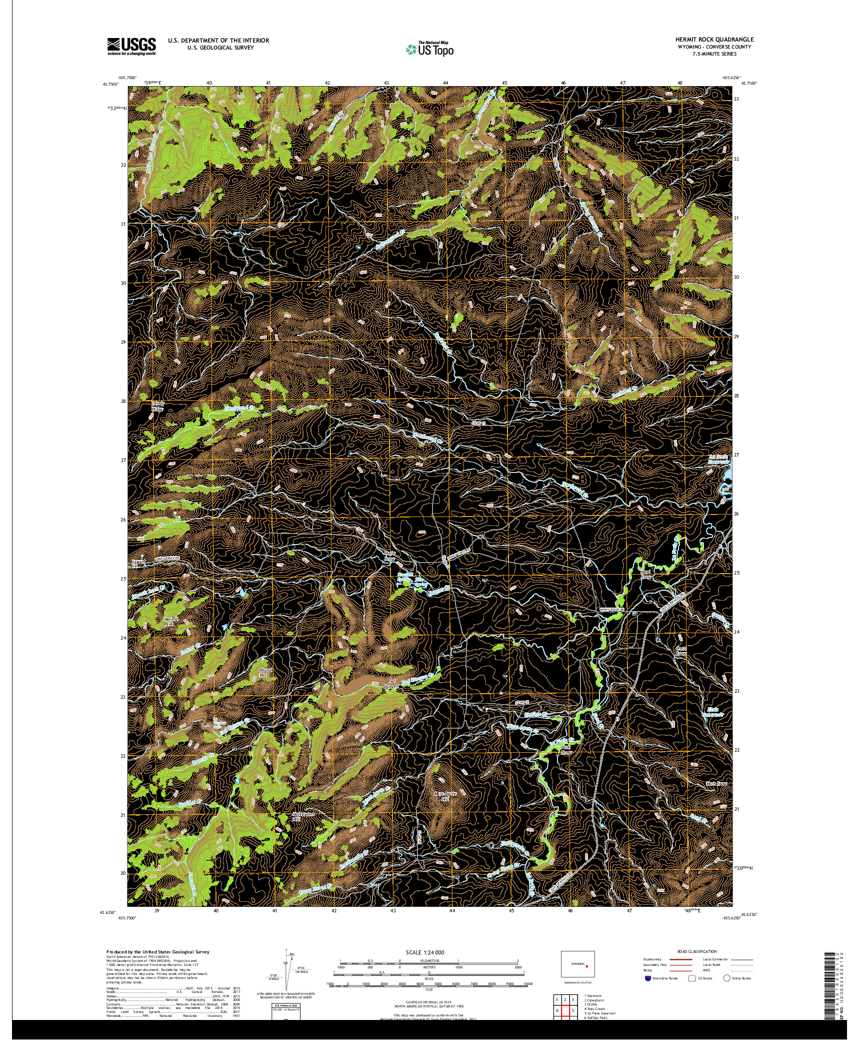 USGS US TOPO 7.5-MINUTE MAP FOR HERMIT ROCK, WY 2017