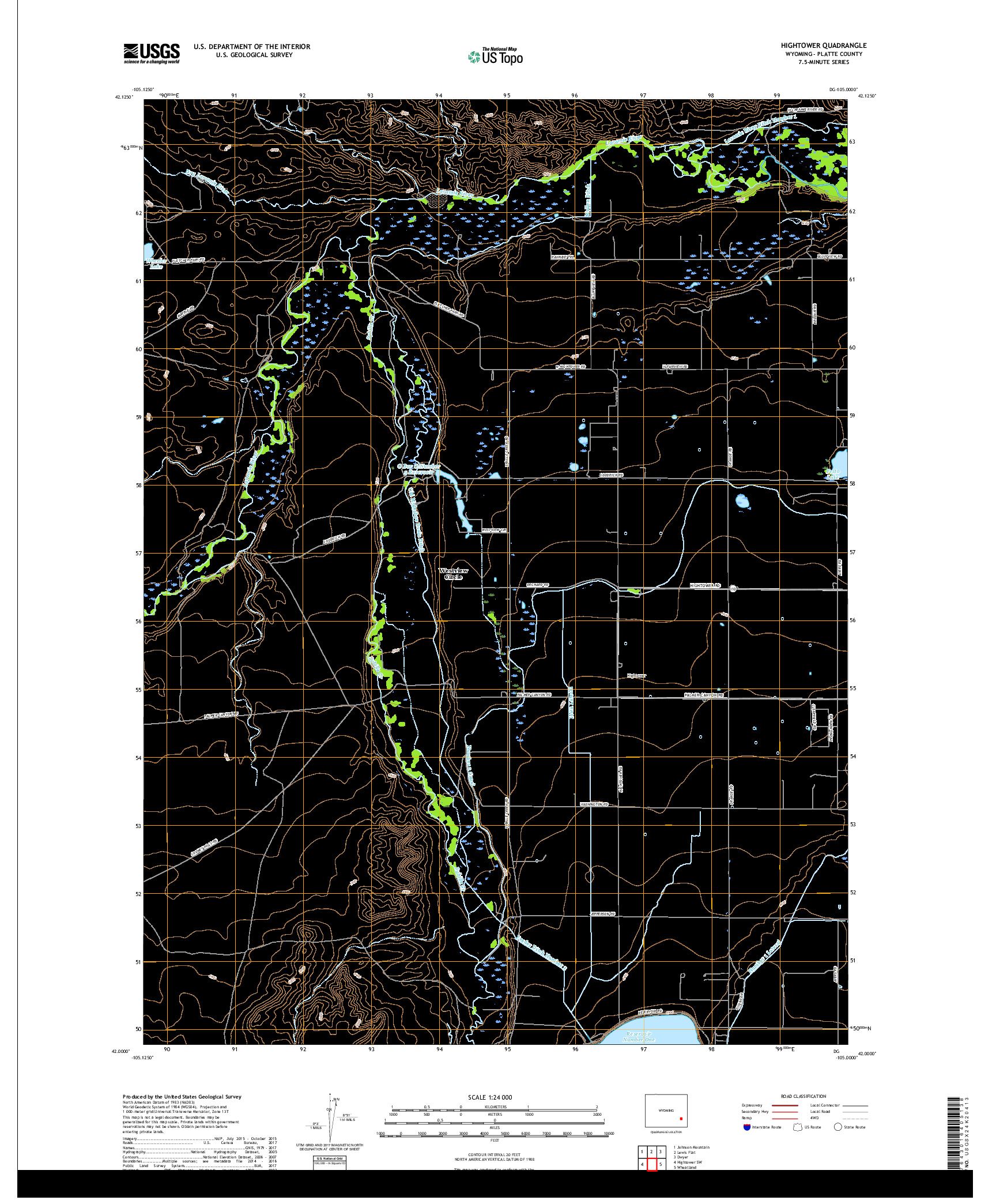 USGS US TOPO 7.5-MINUTE MAP FOR HIGHTOWER, WY 2017