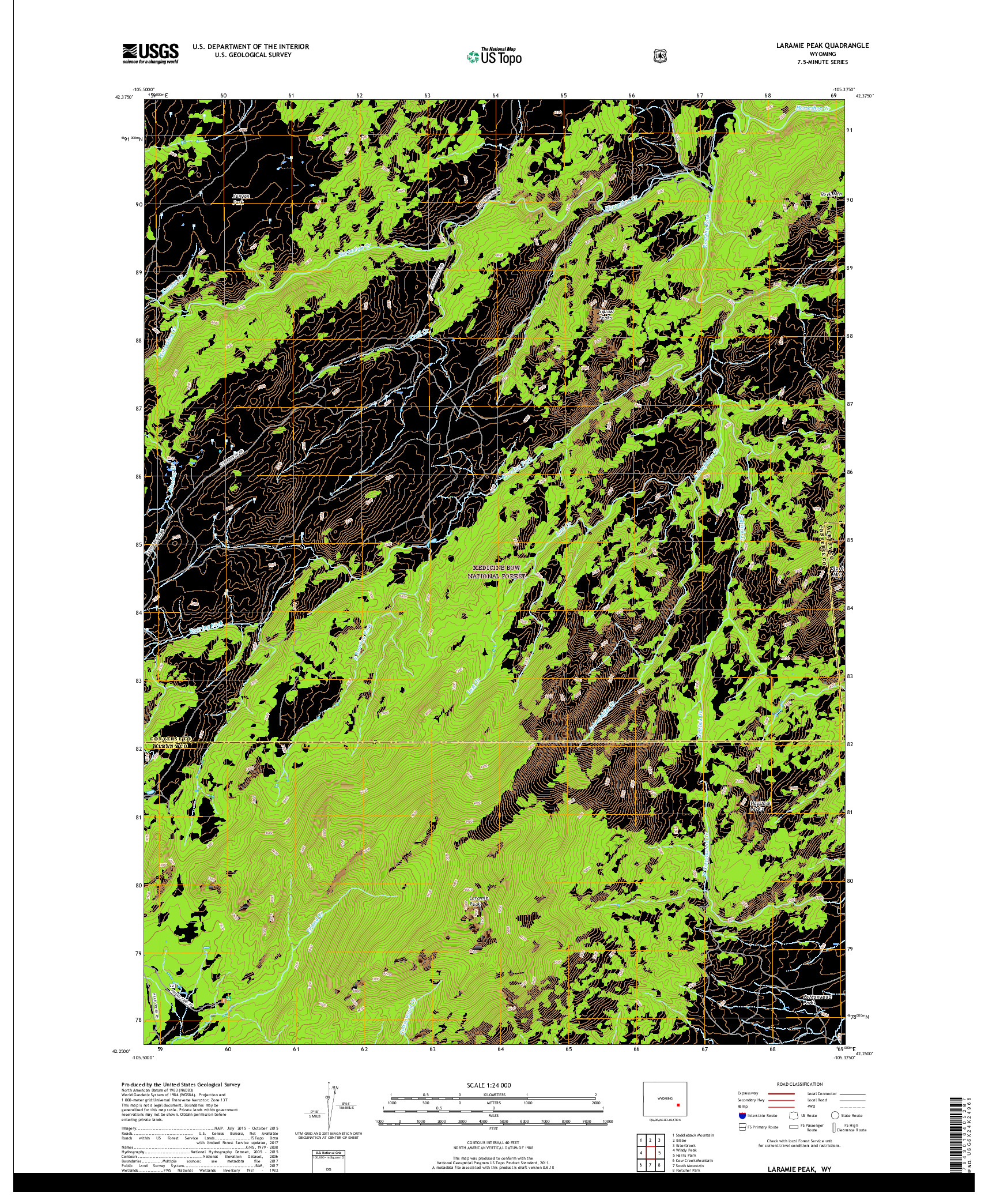 USGS US TOPO 7.5-MINUTE MAP FOR LARAMIE PEAK, WY 2017