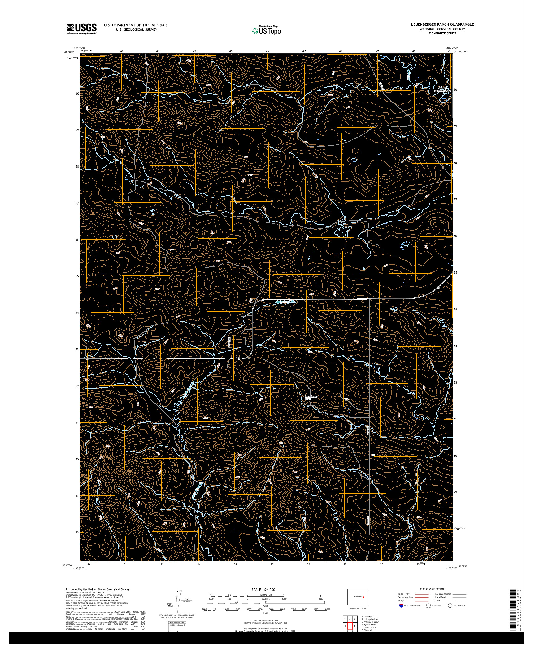 USGS US TOPO 7.5-MINUTE MAP FOR LEUENBERGER RANCH, WY 2017