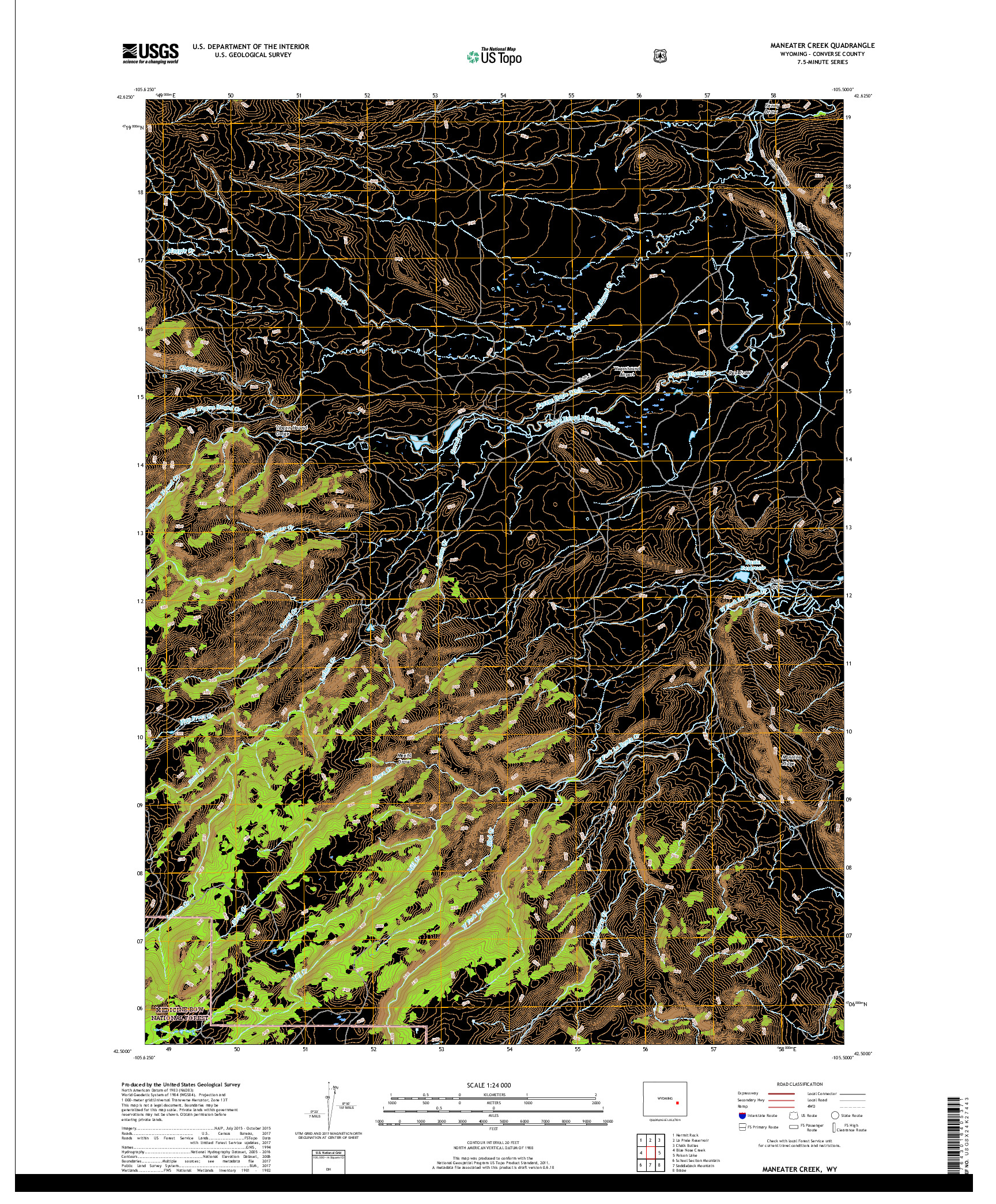 USGS US TOPO 7.5-MINUTE MAP FOR MANEATER CREEK, WY 2017