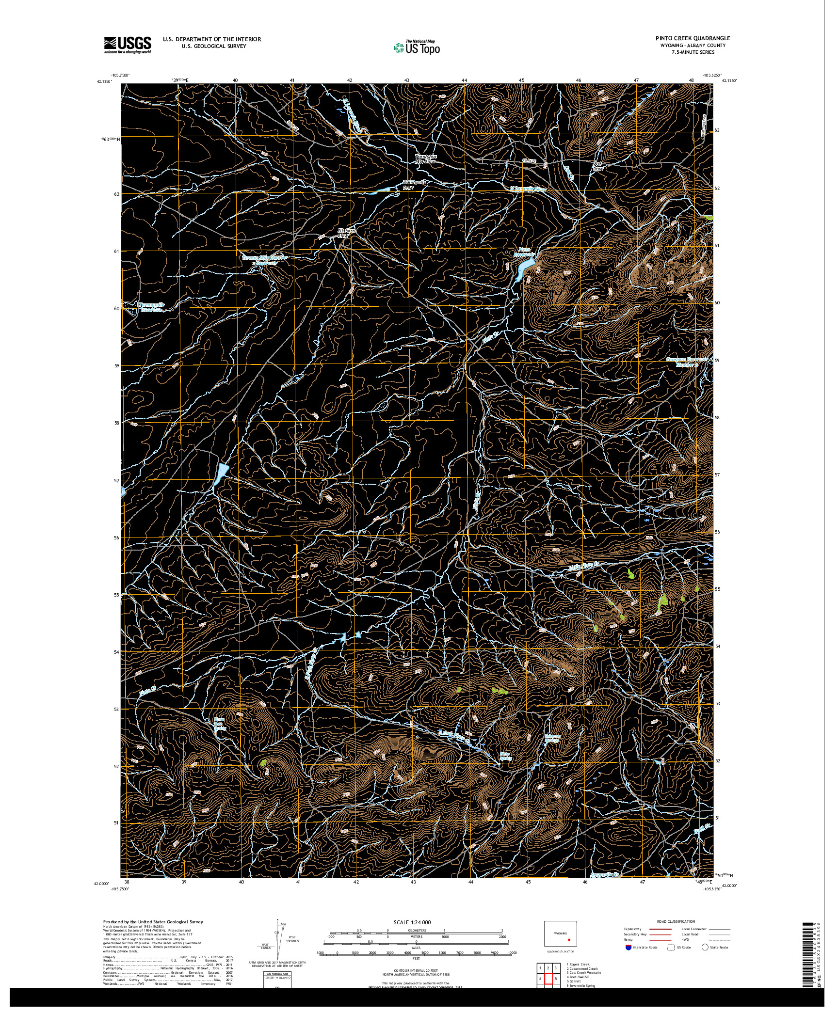 USGS US TOPO 7.5-MINUTE MAP FOR PINTO CREEK, WY 2017