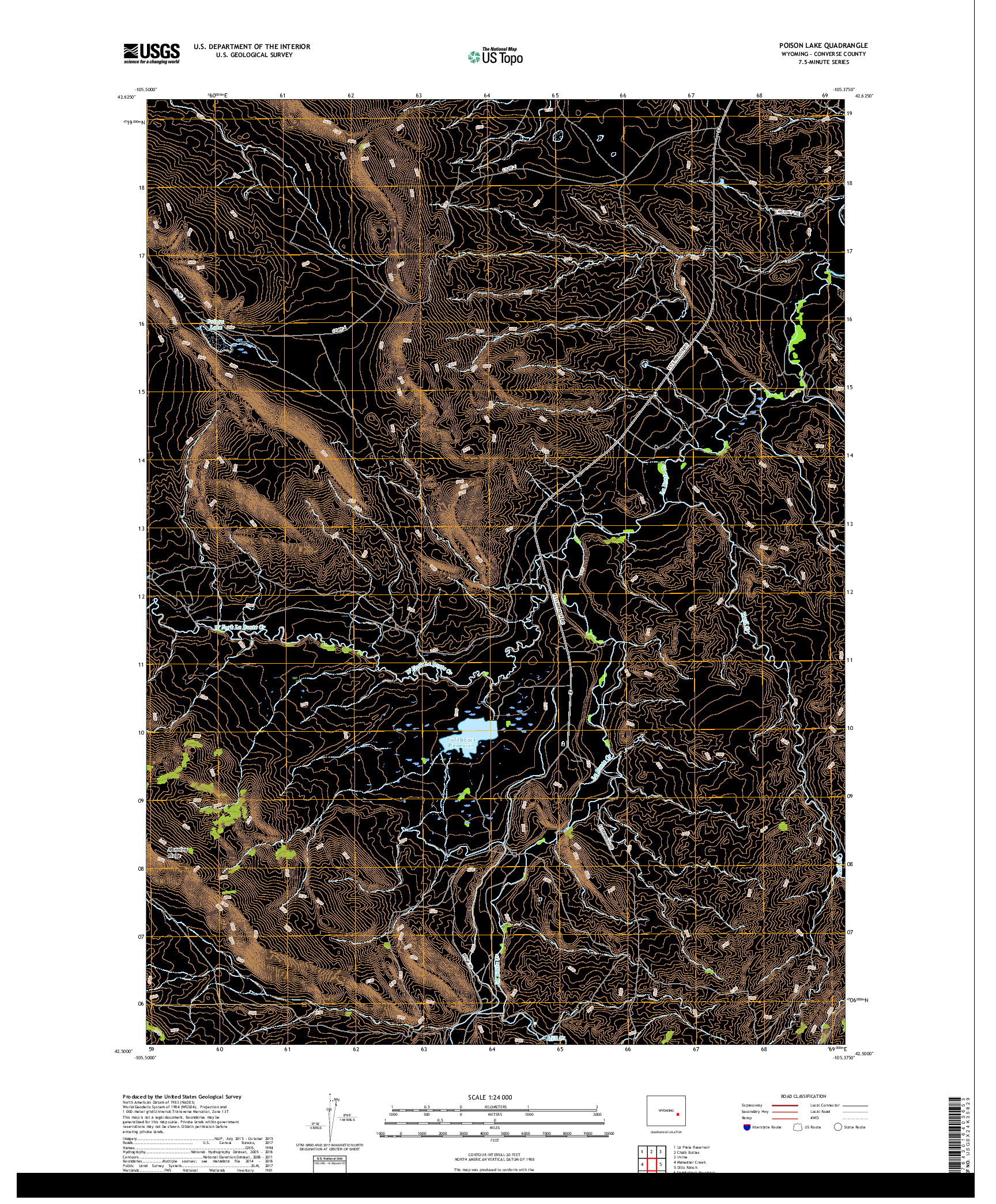USGS US TOPO 7.5-MINUTE MAP FOR POISON LAKE, WY 2017