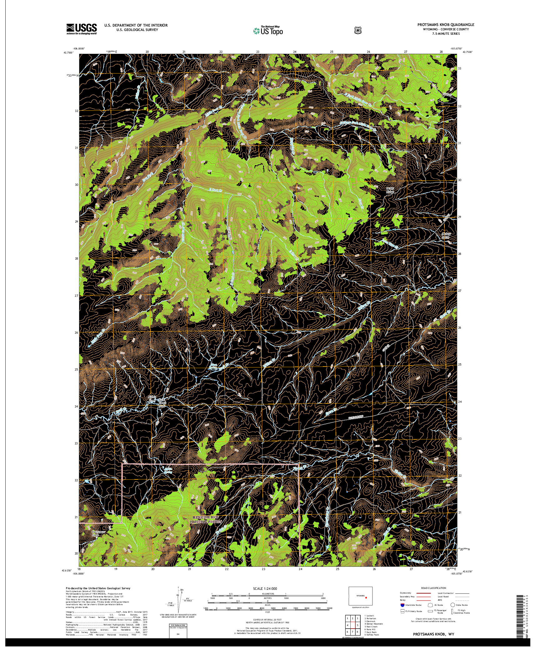 USGS US TOPO 7.5-MINUTE MAP FOR PROTSMANS KNOB, WY 2017