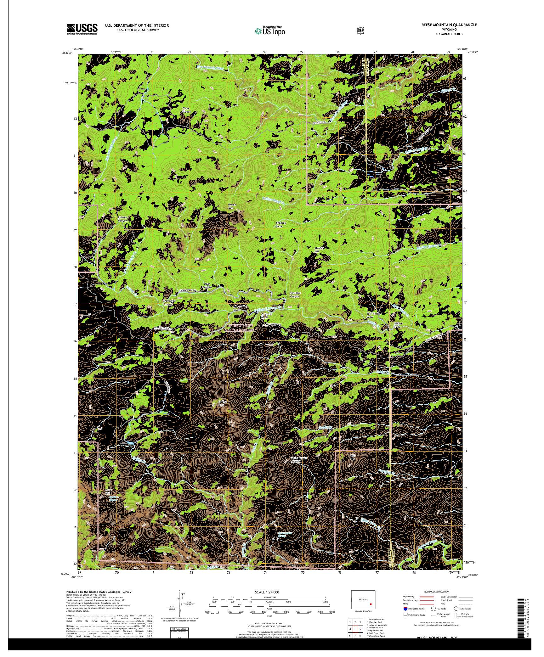 USGS US TOPO 7.5-MINUTE MAP FOR REESE MOUNTAIN, WY 2017