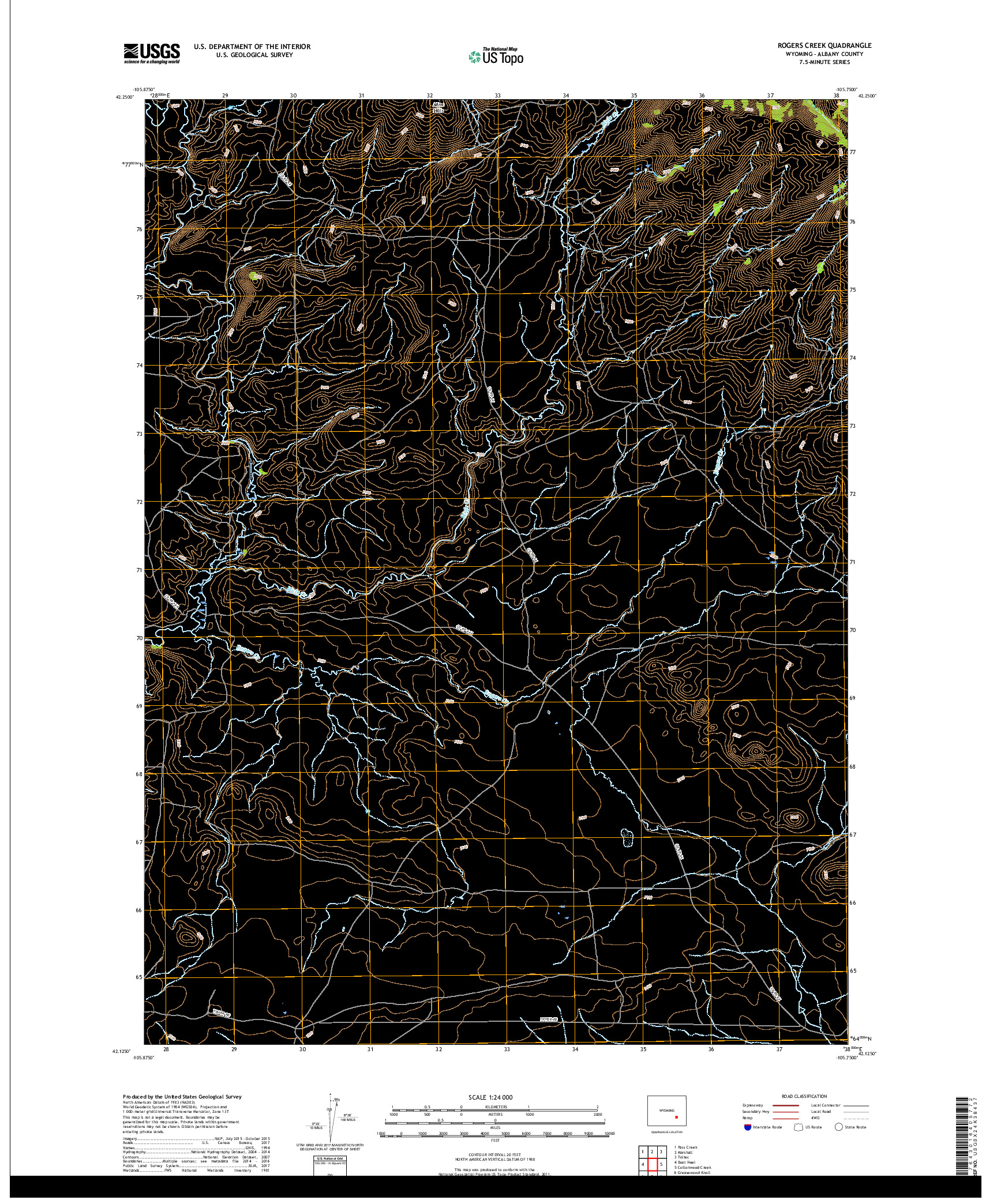 USGS US TOPO 7.5-MINUTE MAP FOR ROGERS CREEK, WY 2017